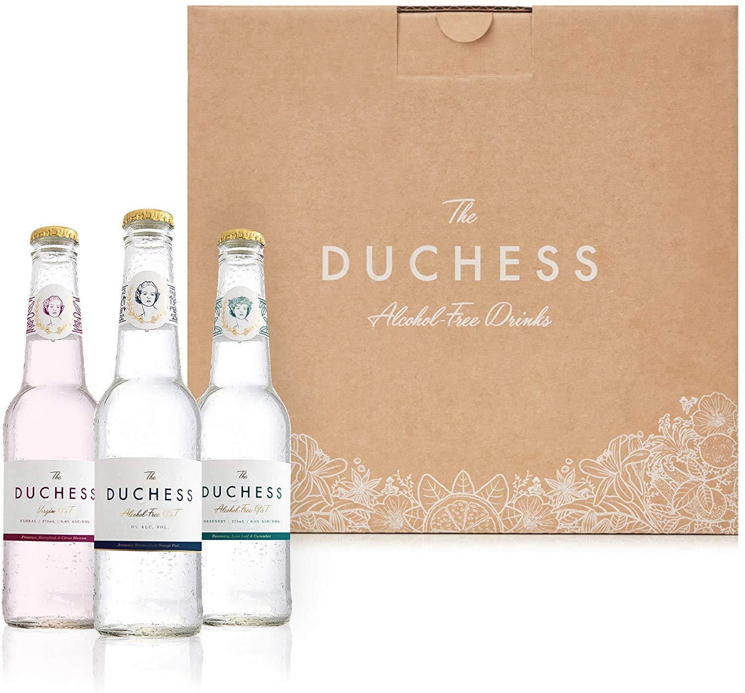 The Duchess Alcohol-Free Gin & Tonic Variety (Botanical, Floral, Greenery), Pack of 12 (12 x 275 ml)