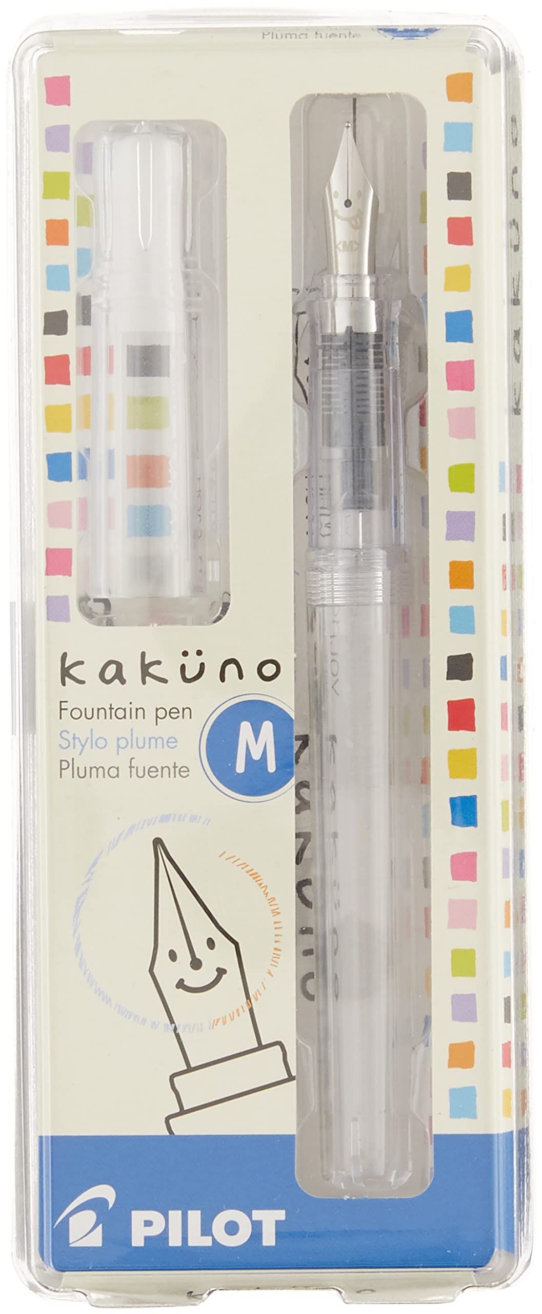 PILOT Kakuno Fountain Pen, Clear Barrel, Medium Nib (10822)