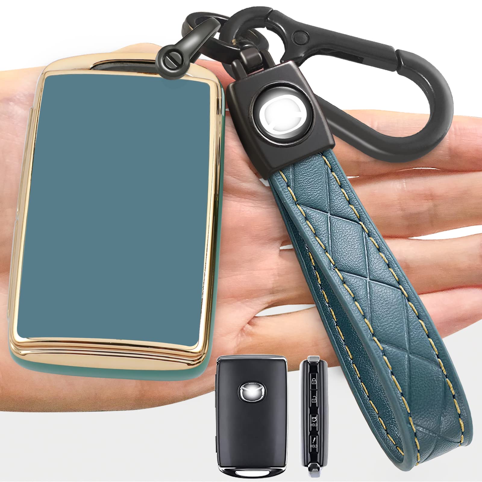 Lyonuczs for Mazda Key Fob Cover with Keychain Soft TPU 360 Degree Full Protection 1