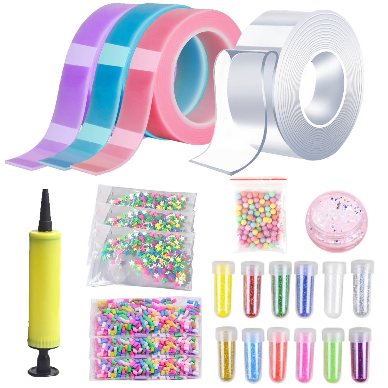 LPMXYW25 Pcs Nano Tape Kit,Nano Tape Bubbles Kit Nano Tape for Making Bubbles,Tape Washable Traceless Strong Gel Tape for Carpeta and Kitchen Bubble Tape,DIY Creative Craft Toys for Children