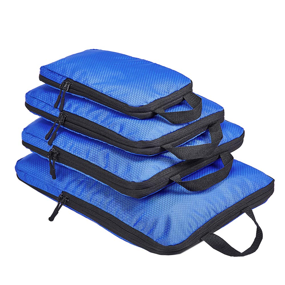 COVAX 4 Set Compression Packing Cubes, Travel Luggage Organizers and Storage Packing Cubes, Blue