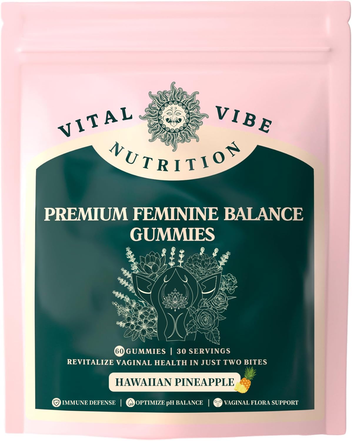 Vital Source Feminine Balance Gummies – Hawaiian Pineapple - Premium Feminine Balance Gummies-for Women’s Health & Wellness - Immune Support - Vegan, Gluten-Free & Halal (1 Bag)