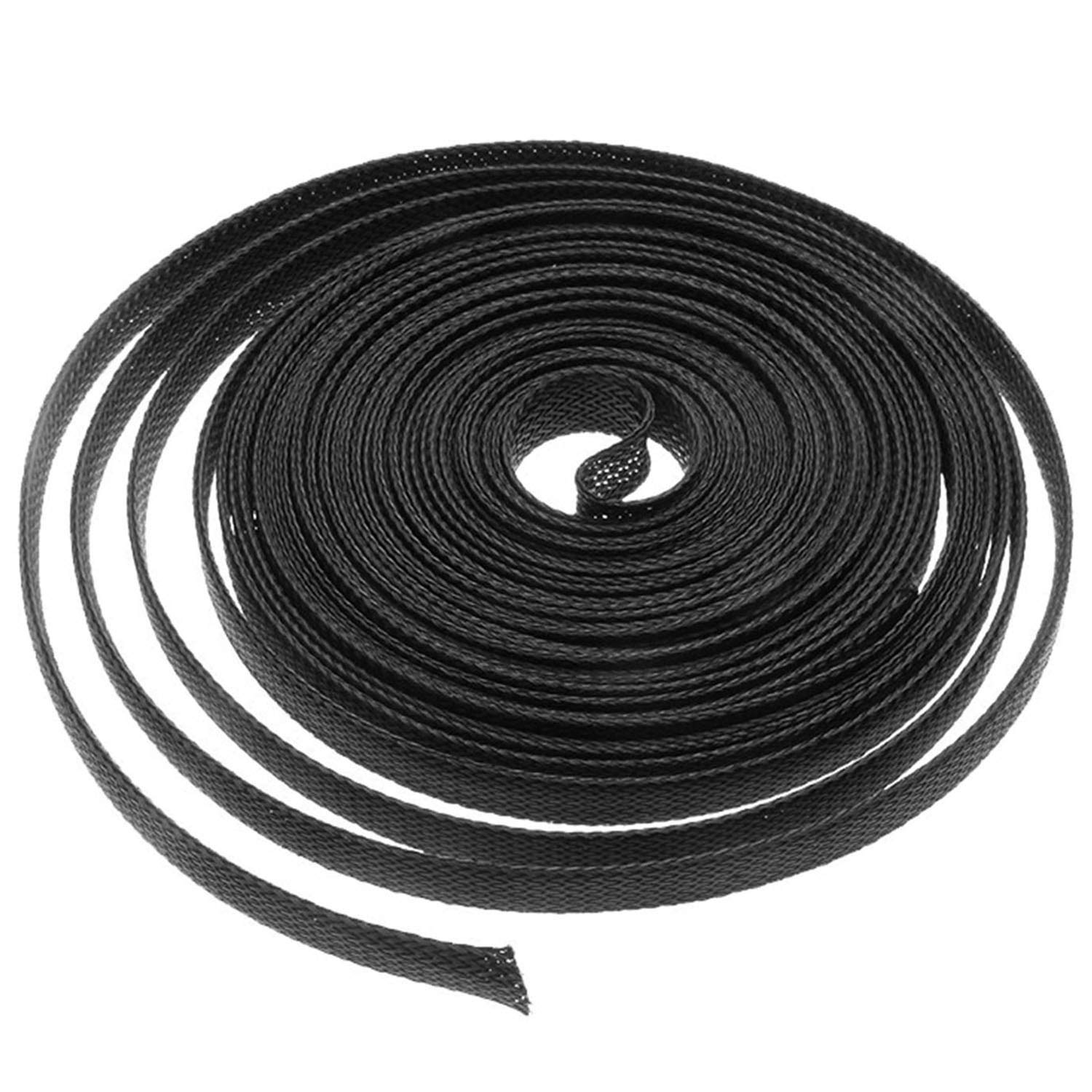 DGZZI Braided Wire Sleeve 16.4ft 1/4 Inch Flame-Retardant Black Expandable Braided Cable Sleeving for Automotive Wire Audio Video and Other Home Device Cable