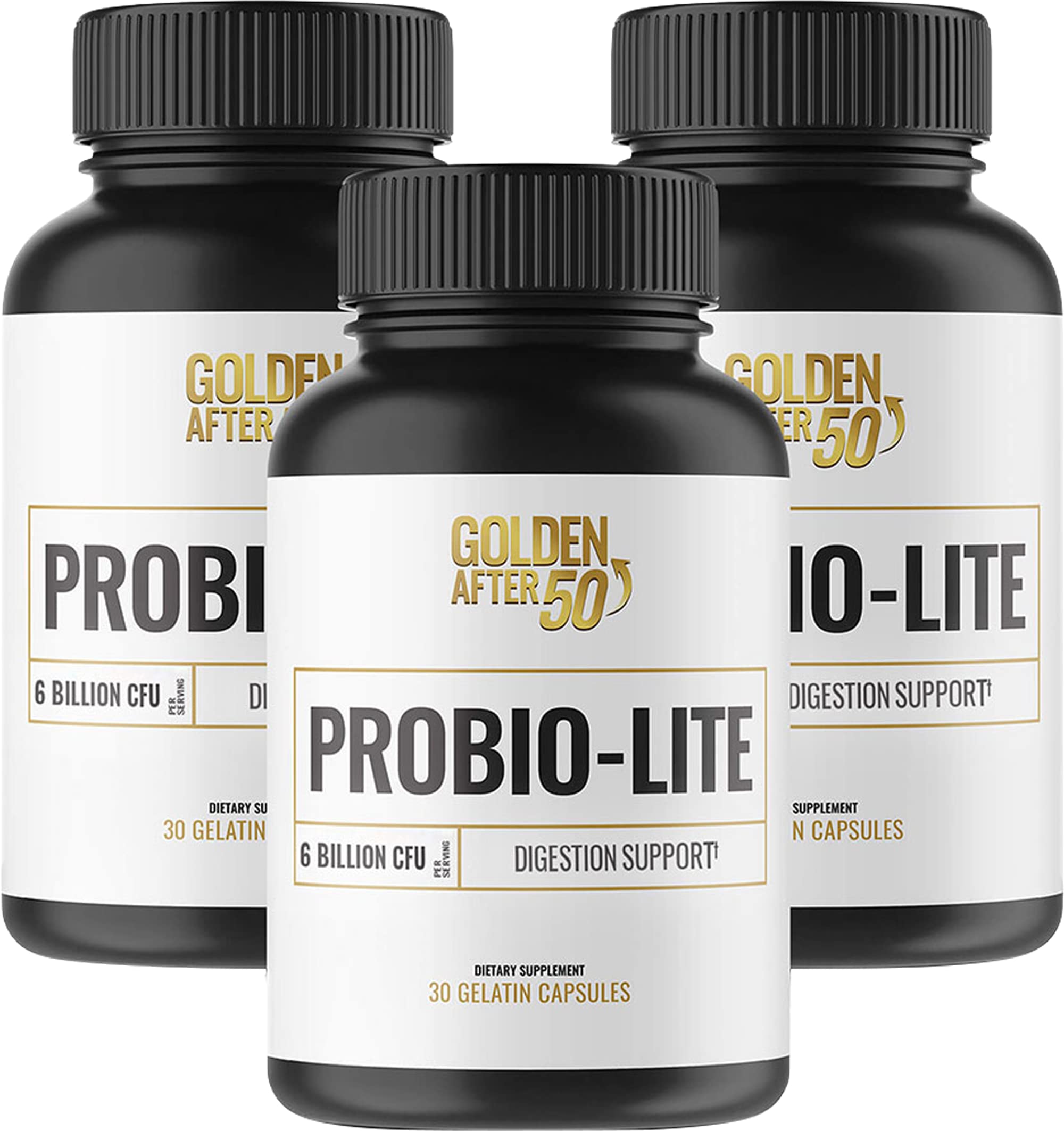 Golden After 50 Probio-Lite - for Gut Health and Digestion Support - Probiotics for Men and Women - 3 Bottles - Probiotics for Occasional Heartburn, Gas, Indigestion