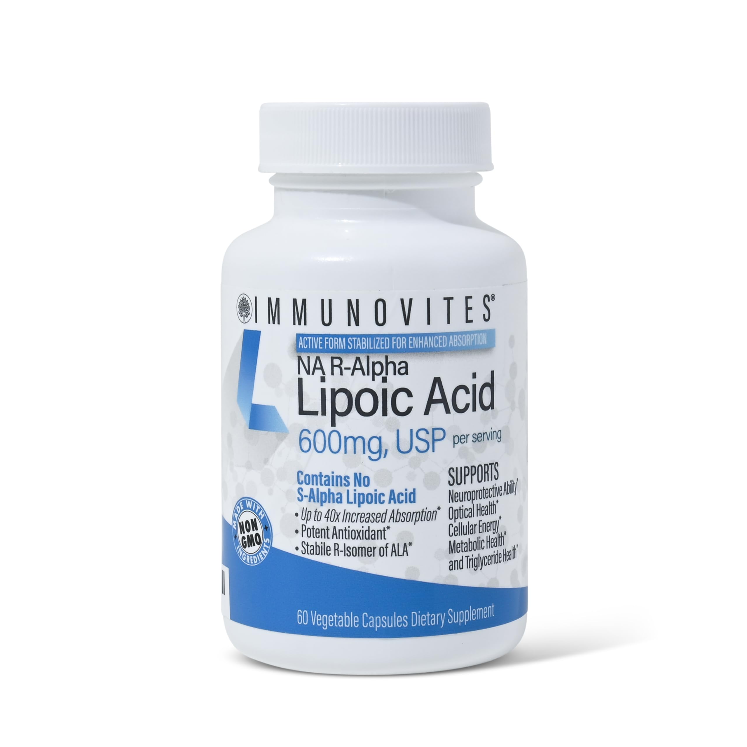 Stabilized R-Alpha Lipoic Acid ((True)) 600mg per Serving [[High Potency & up to 40x Increased Absorption]] (Na R-ALA) (Na R-LA) (Na R-Lipoate) (1 Bottle)