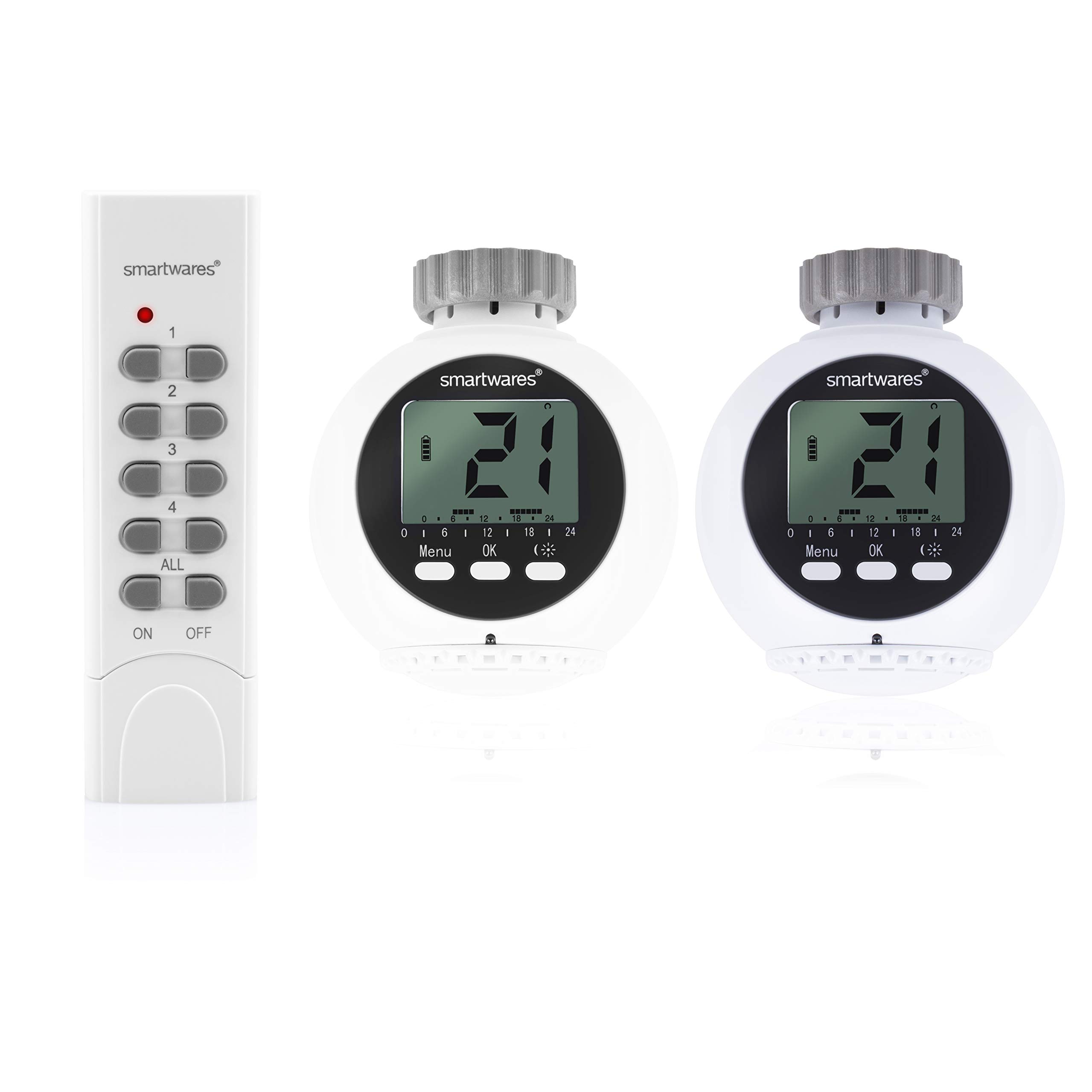 Smartwares SmartHome Set 2 x Wireless Heizkörperthermostate and 1 x Remote Control, 1–Channel, SHS - 53002–UK