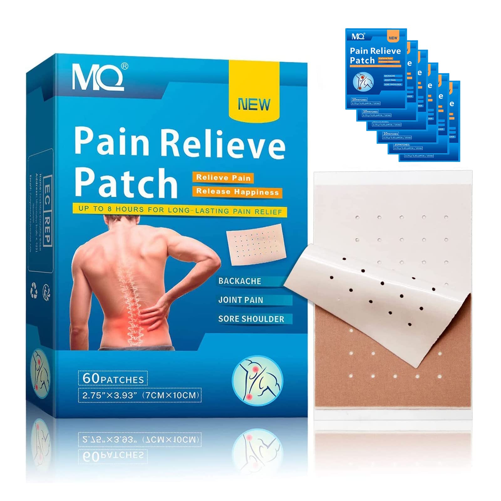 MQ Pain Relief Patches 60PCS, Herbal Arthritis Pain Patches, Heat Patches for Back Knee Neck Shoulder Pain, Warming Herbal Plaster for Joint Ache