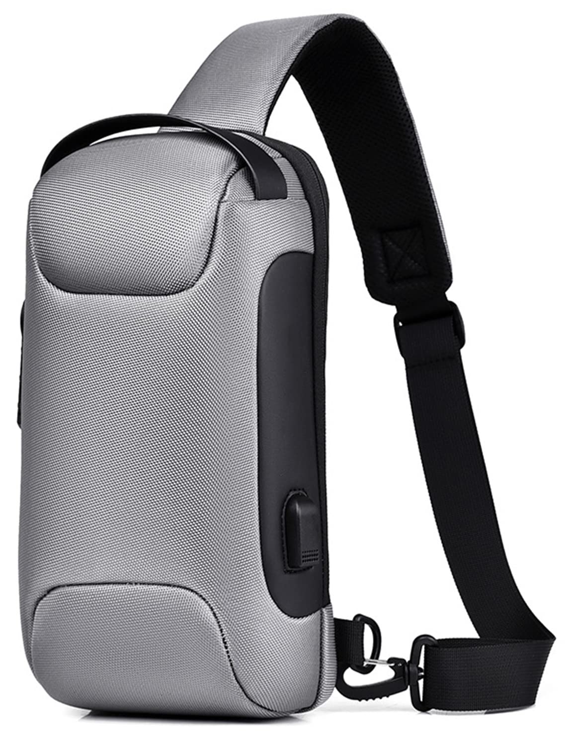 New Carbon Fiber Streamline Anti-Theft Sling Bag,Chest Crossbody Bag Waterproof Anti_Theft with 3.0 USB Charging Port