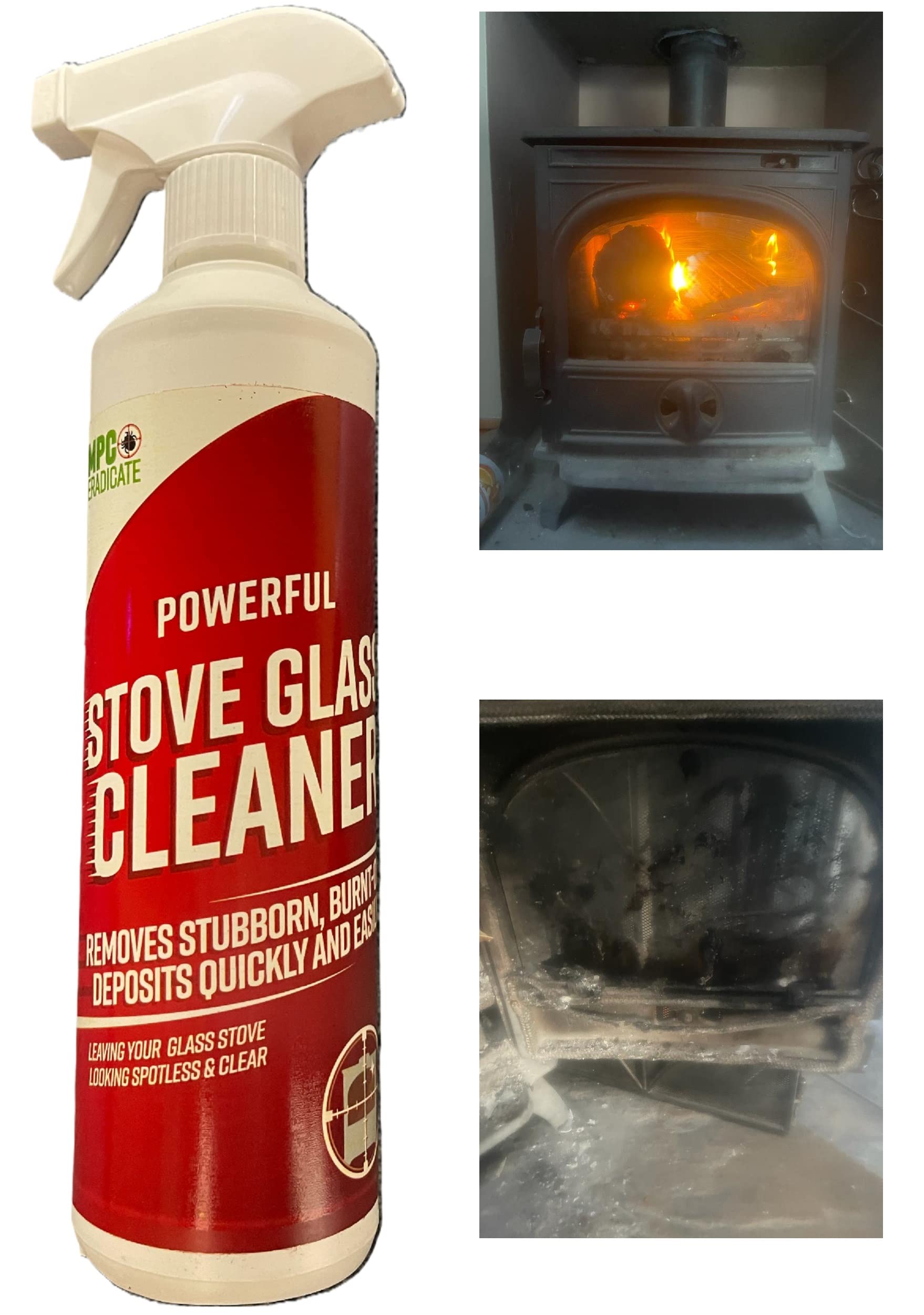 Fire Stove Oven Glass Door Cleaner Grease - Powerful Soot Remover Log Burner Fire Stoves