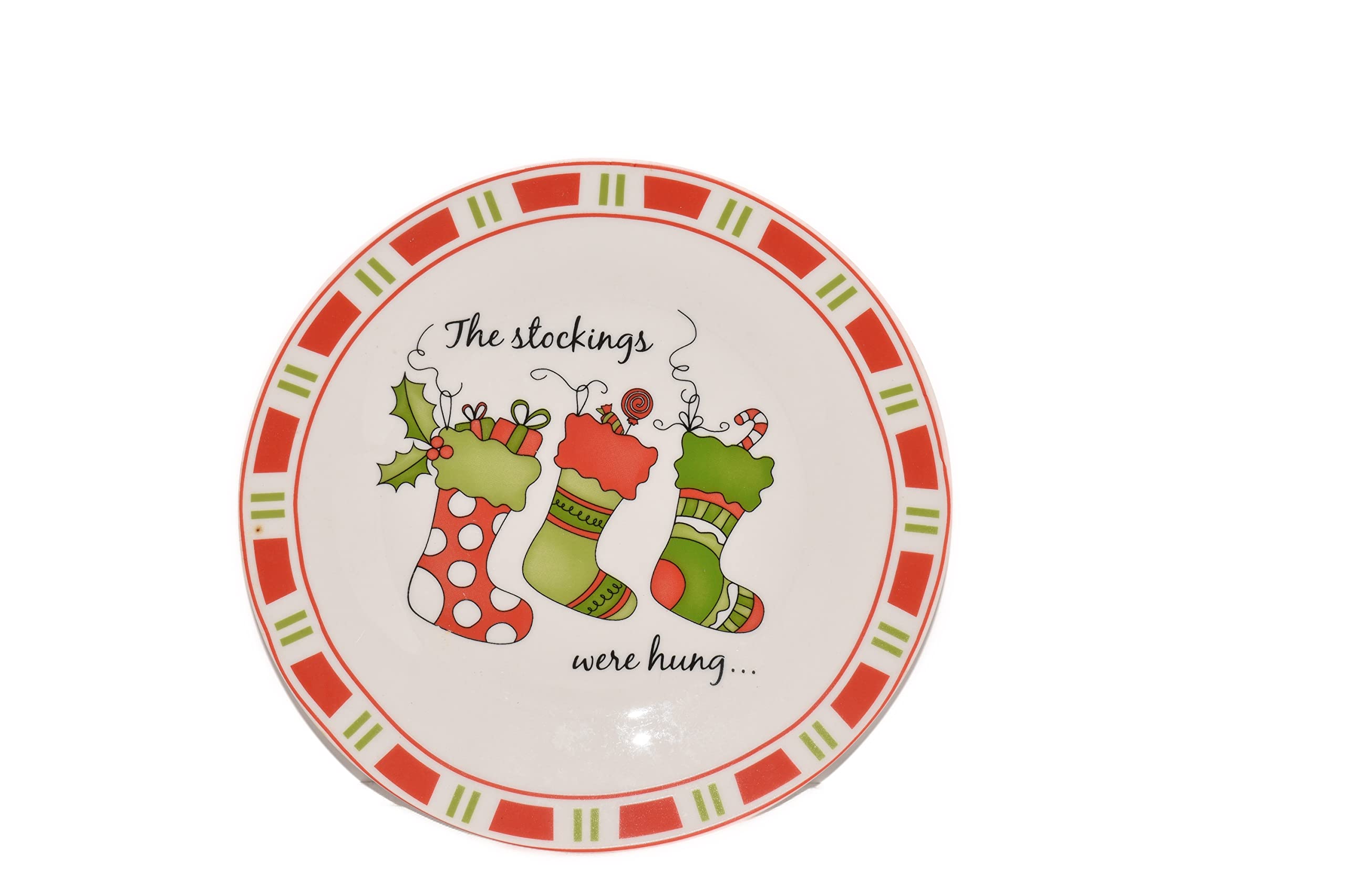 8" The Stockings were Hung Christmas Stockings with Presents Pier1 Decorative Salad Plate