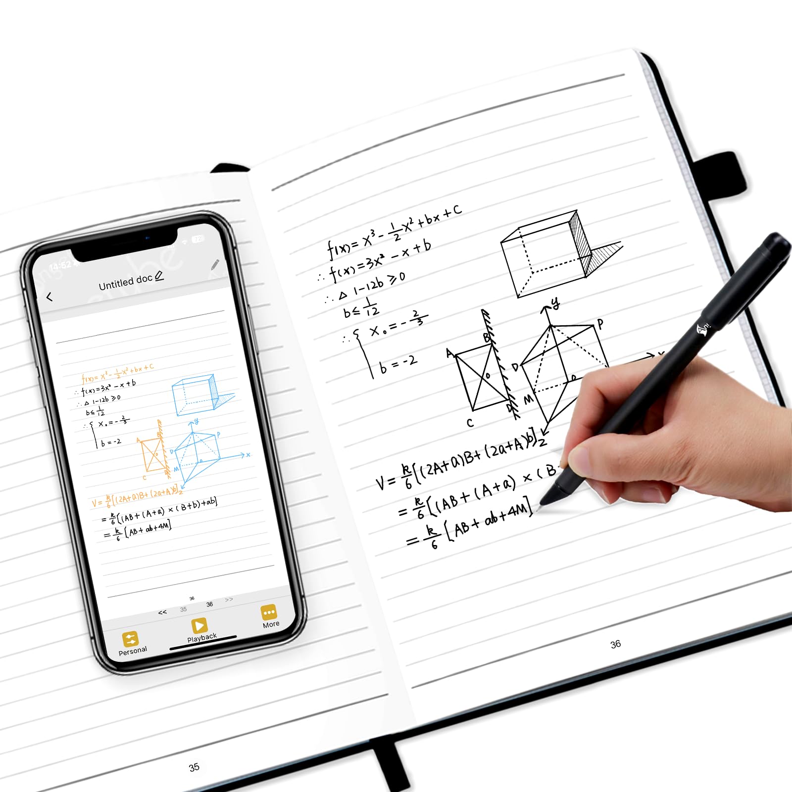 Smart Pen+Notebook: SmartPen Real-time Sync for Storing, Digitizing, and Sharing Paper Notes Digital Pen Perfect for Note-Taking and Drawing Use with Angetube Pen App for Android and iOS