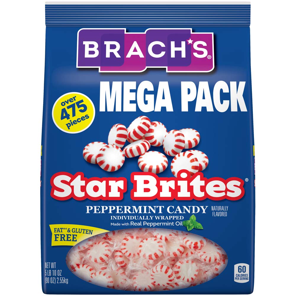 Brach's Star Brites Peppermint Starlight Mints Hard Candy, 5.6 lbs Bulk Candy Bag Individually Wrapped Bulk Holiday Candy