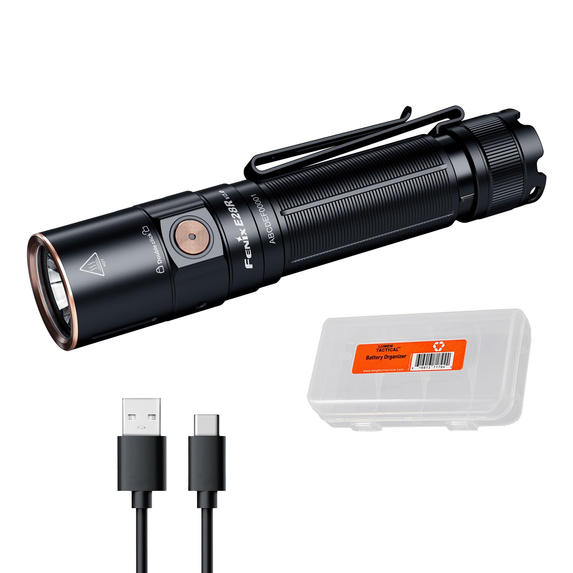 FenixE28R V2.0 EDC Flashlight, 1700 Lumen USB-C Rechargeable Compact Pocket Size with Magnetic Tail