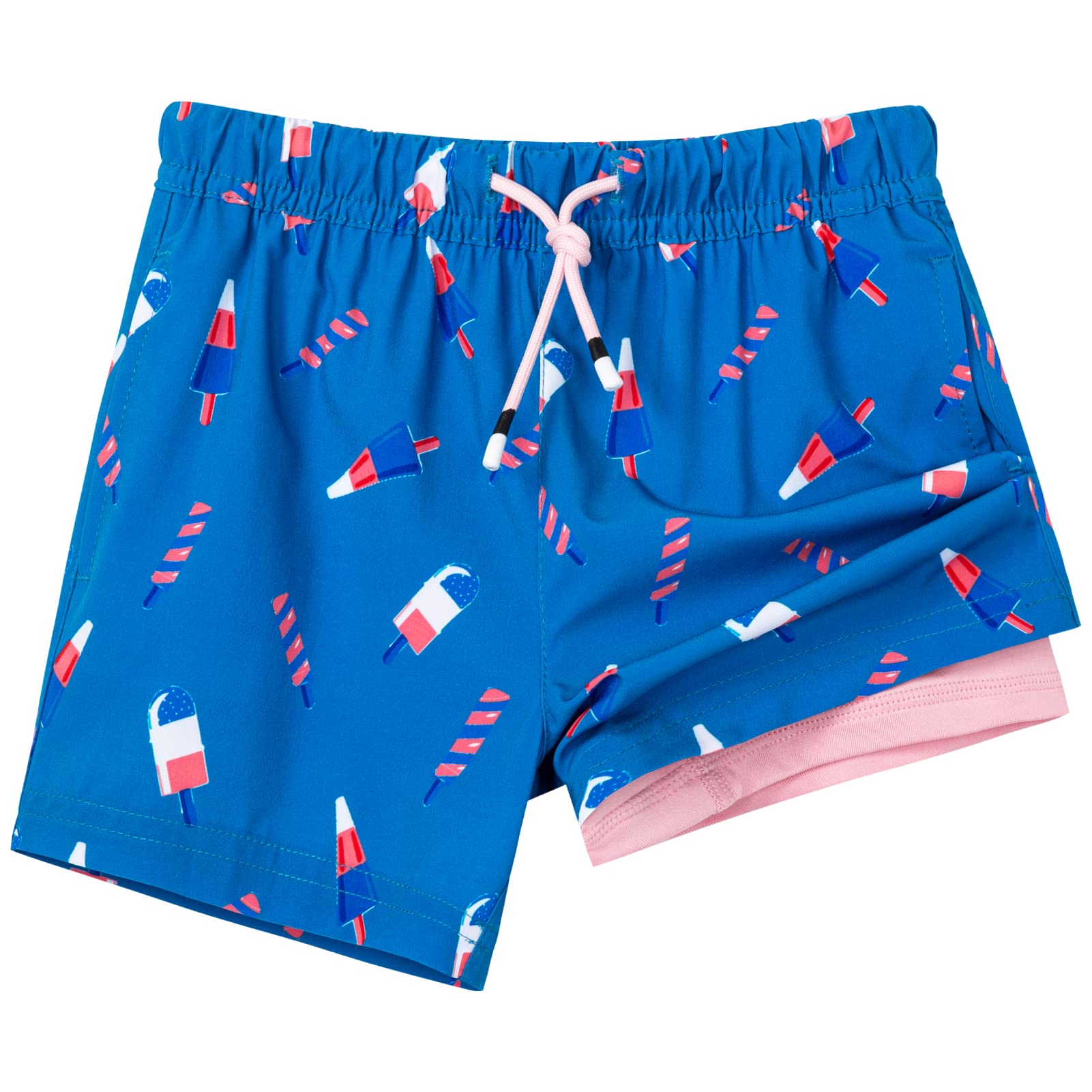 SURF CUZ Boys Swim Trunks with Boxer Brief Liner Toddler Boy Stretch Swimsuit Shorts Quick Dry Swimming Trunks Bathing Suit