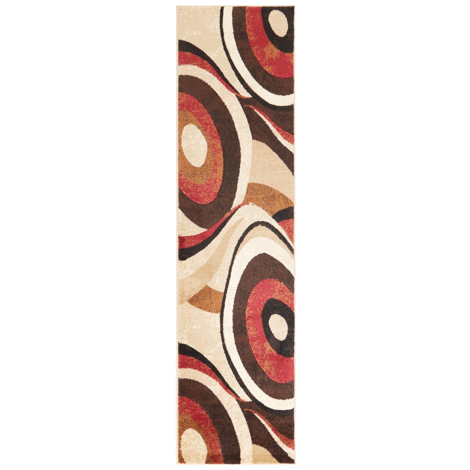 Home Dynamix Tribeca Slade Modern Runner Rug, Abstract Brown/Red 1'9"x7'2"