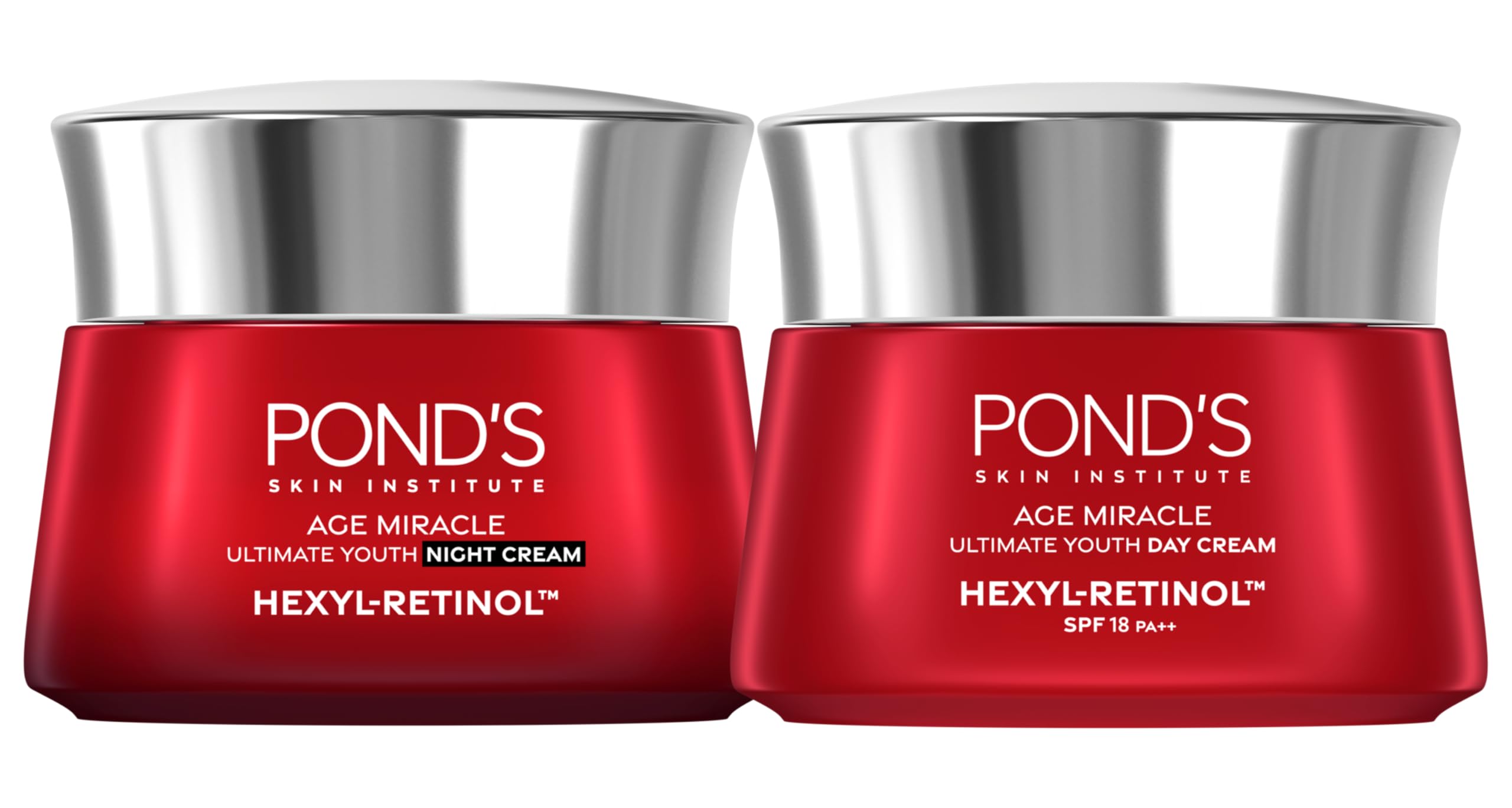 Pond's Age Miracle Day + Night Cream for Youthful Glow, 24-hour wrinkle correcting glow, 50g (Pack of 2)