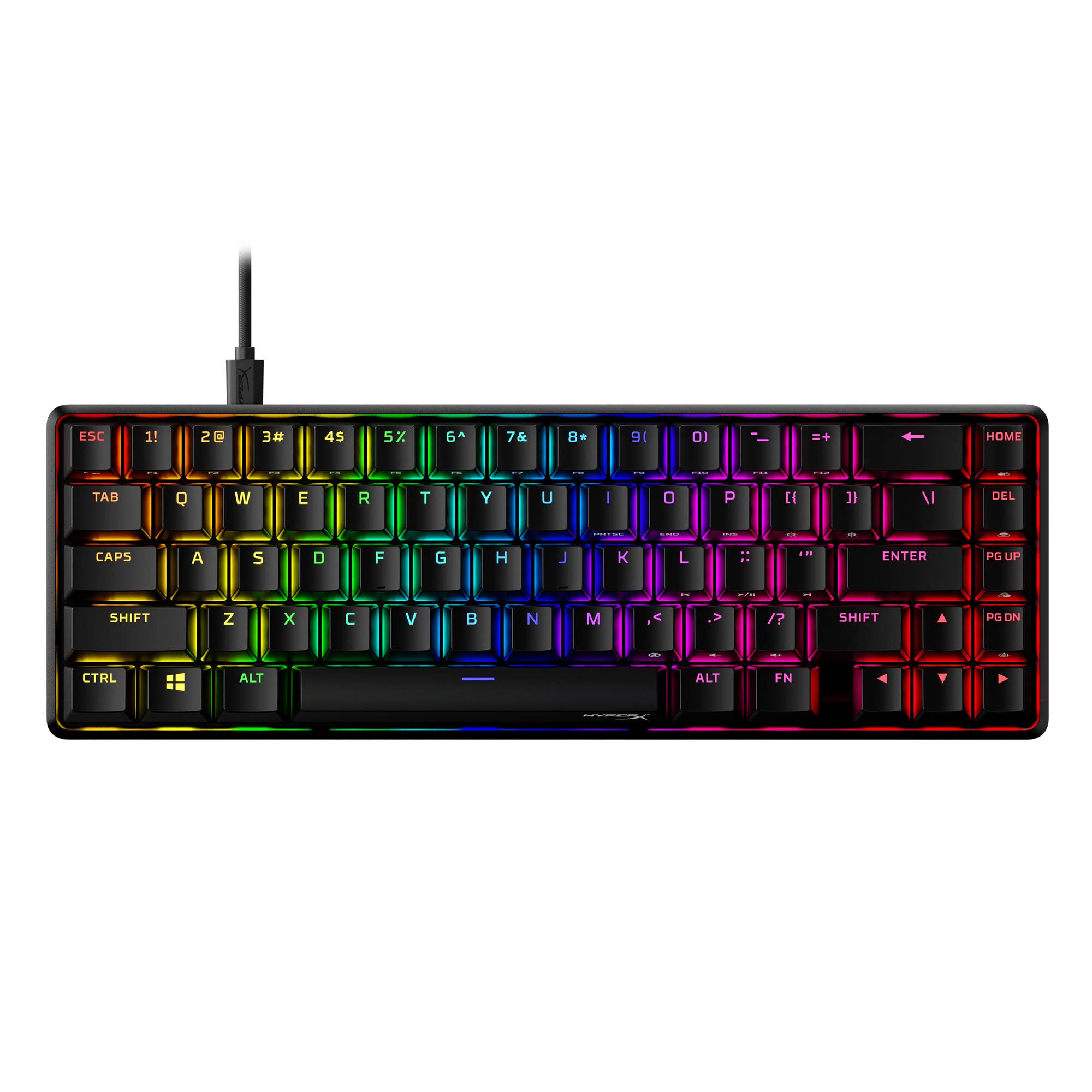 HyperX Alloy Origins 65 - Full Size Mechanical Gaming Keyboard Red Switch RGB LED Backlit Double Shot PBT Keycaps Computer Gamer Wired Linear Keyboard for PC Xbox PlayStation, Black (Renewed)