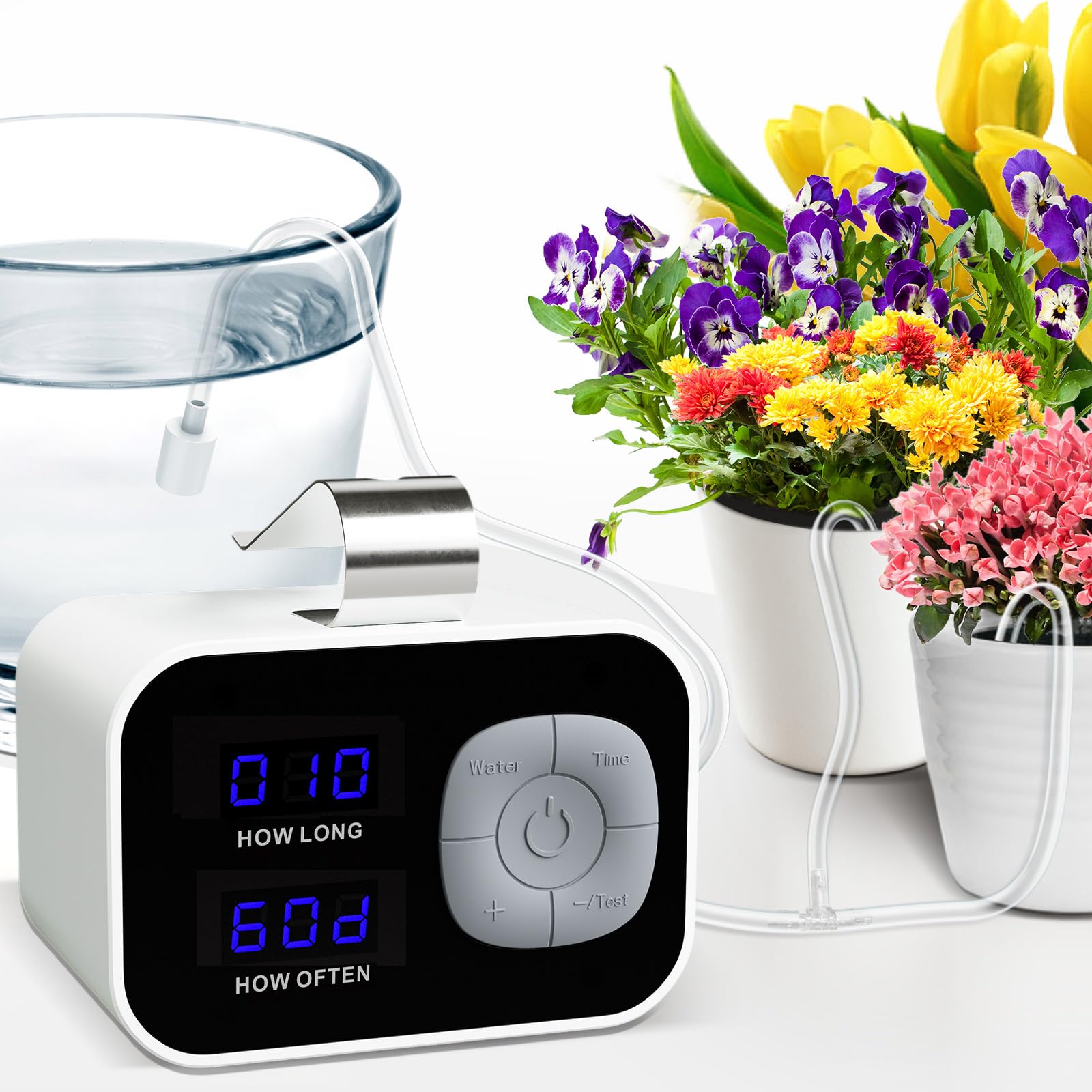 Kollea Reliable Automatic Watering System, Plant Self Watering System Automatic Drip Irrigation Kit with 60-Day Programmable Timer, LED Display & USB Power, Indoor Irrigation System for Potted Plants