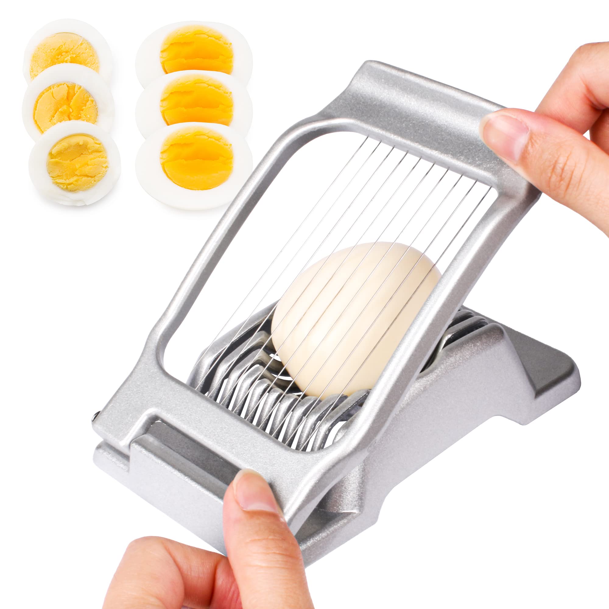 Codoule Egg Slicer, Stainless Steel Wire Egg Cutter for Hard Boiled Eggs, Multipurpose Aluminum Egg Strawberry Cutter, Heavy Duty Soft Fruit Slicer Dishwasher Safe