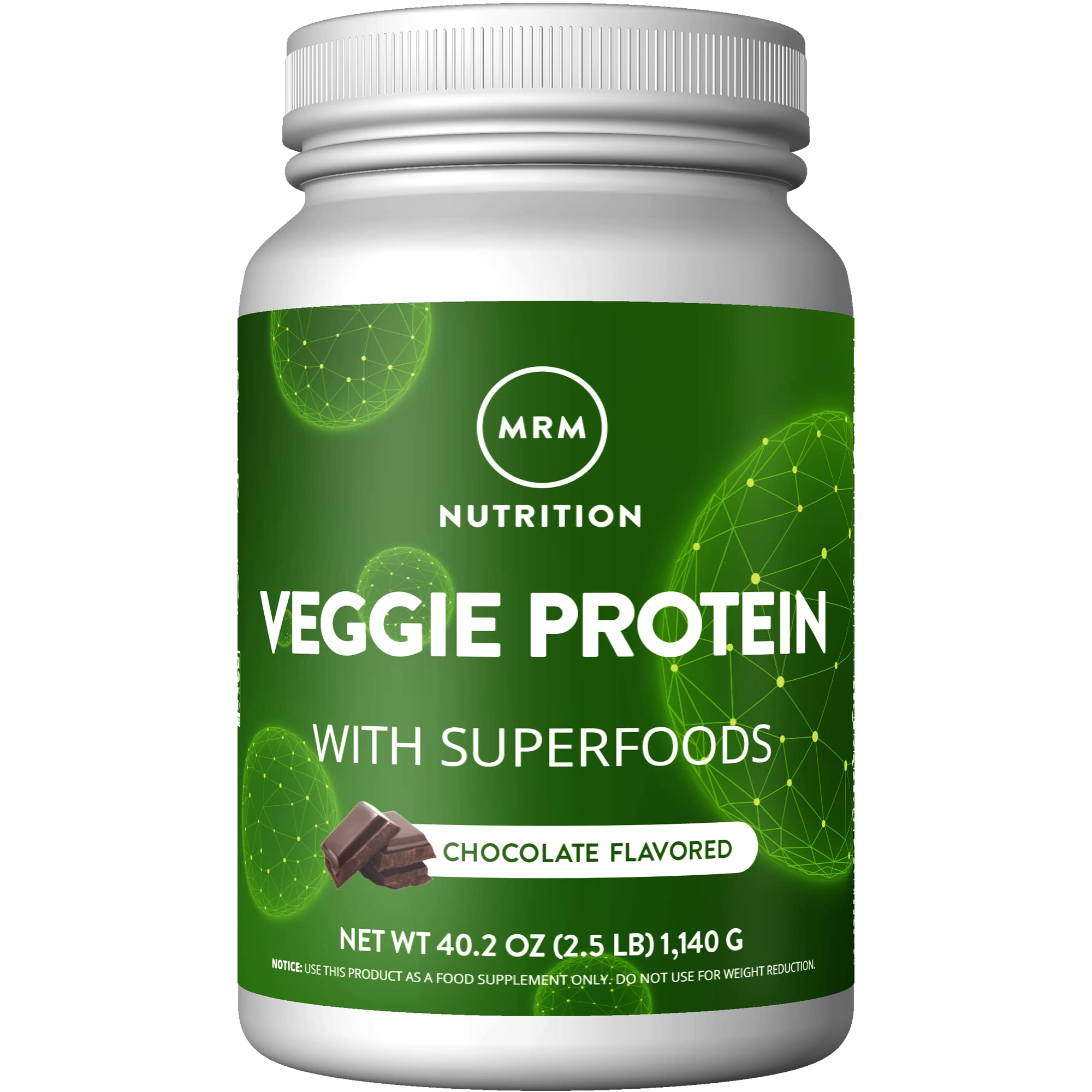 MRMVeggie Protein Powder, Protein Source for Vegans, Gluten-Free & Preservative-Free, Non-GMO Verified - Chocolate - 2.5 lbs