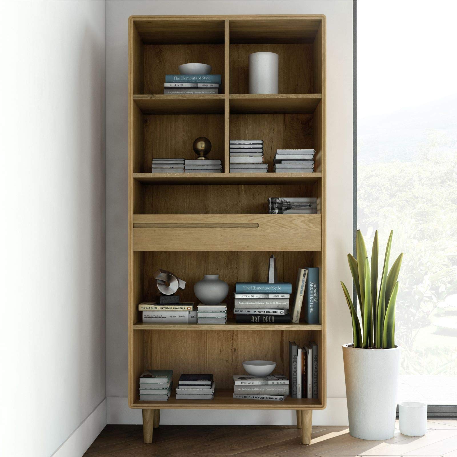 Scandic Solid Oak Furniture Large Bookcase