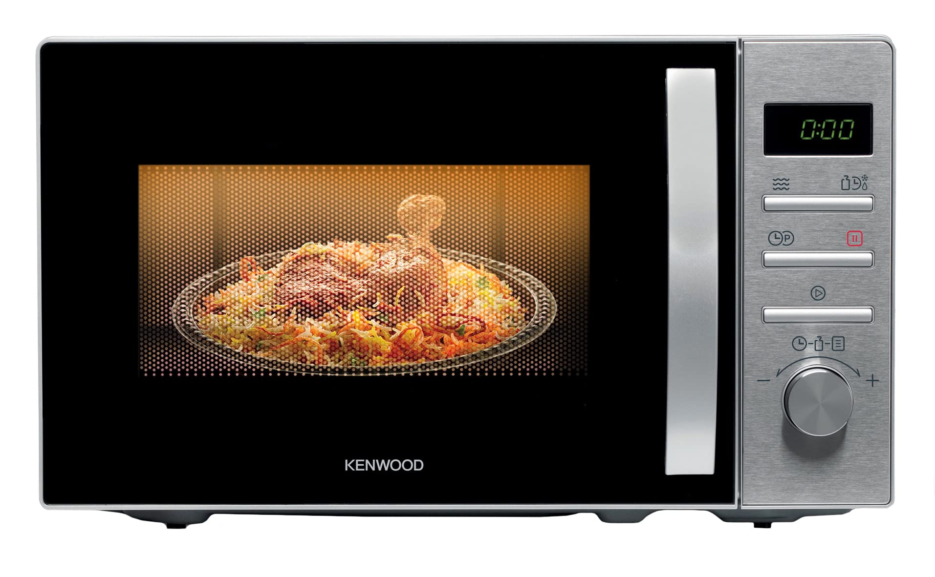 KENWOOD 22L Microwave Oven with Digital Display, 5 Power Levels, Defrost Function, Stainless Steel, Auto Menu, 95 Minutes Timer, Clock Function 700W MWM22.000BK Black/Silver