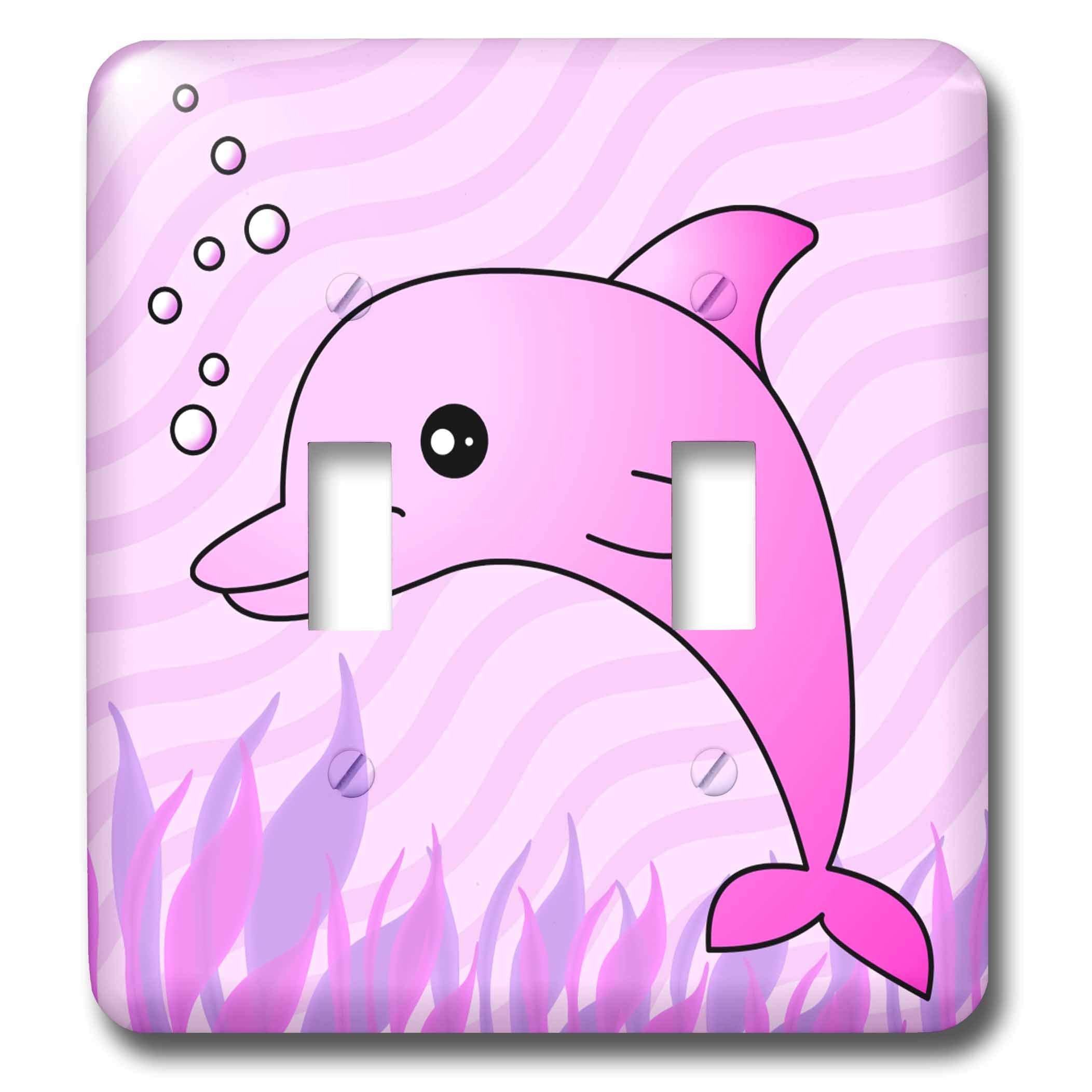 3dRose LLC lsp_13811_2 Cute Pink Dolphin Ocean Double Toggle Switch