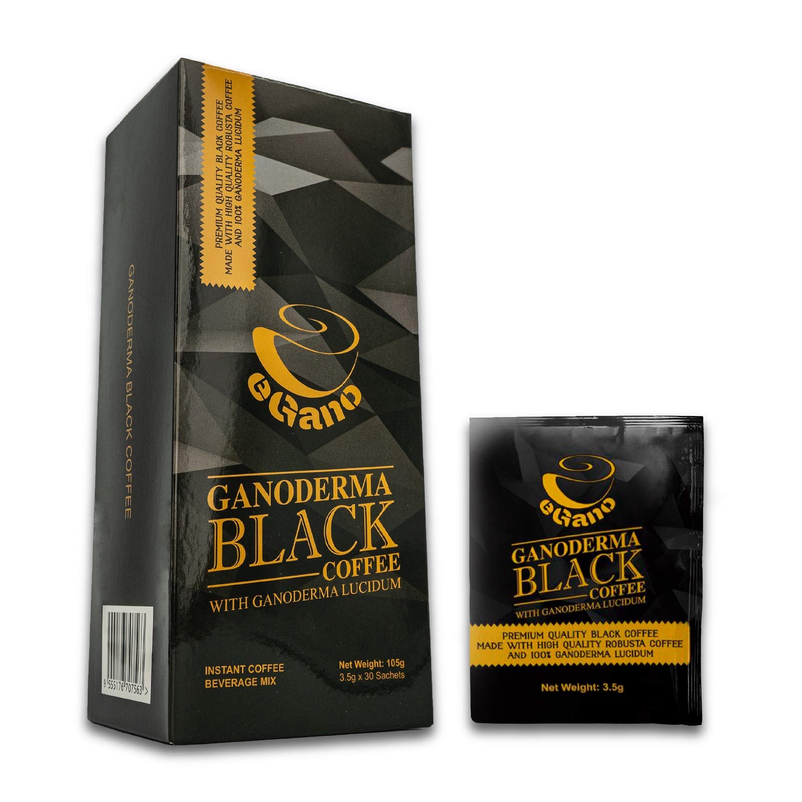 1 Box eGano Ganoderma Black Coffee (3.5g x 30 Sachets) - Premium Quality Instant Coffee With Ganoderma Lucidum Extract