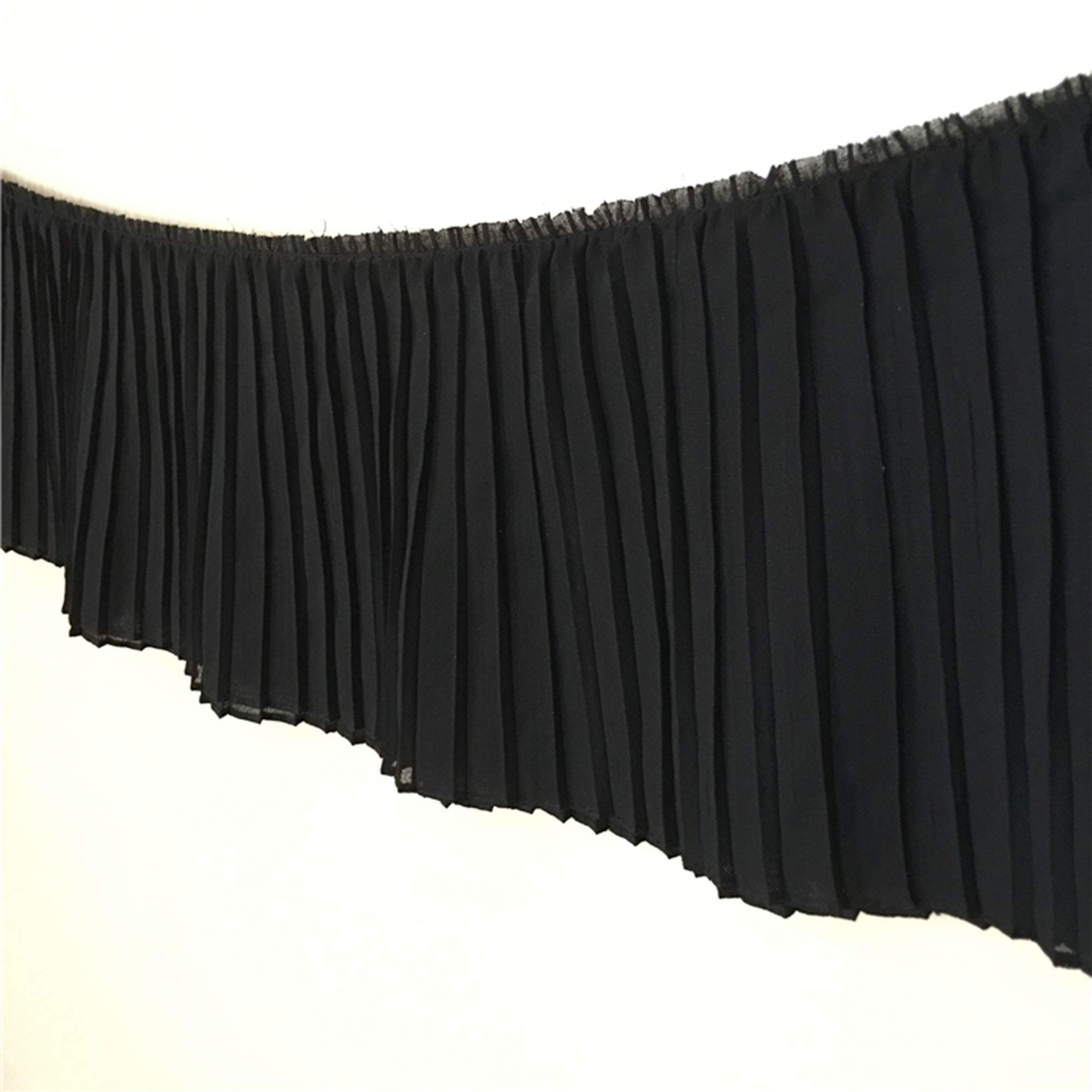 Black Pleated Chiffon Fabric Trim by The Yard Elegant Chiffon Lace Dress Train Lace for Dress DIY Crafting