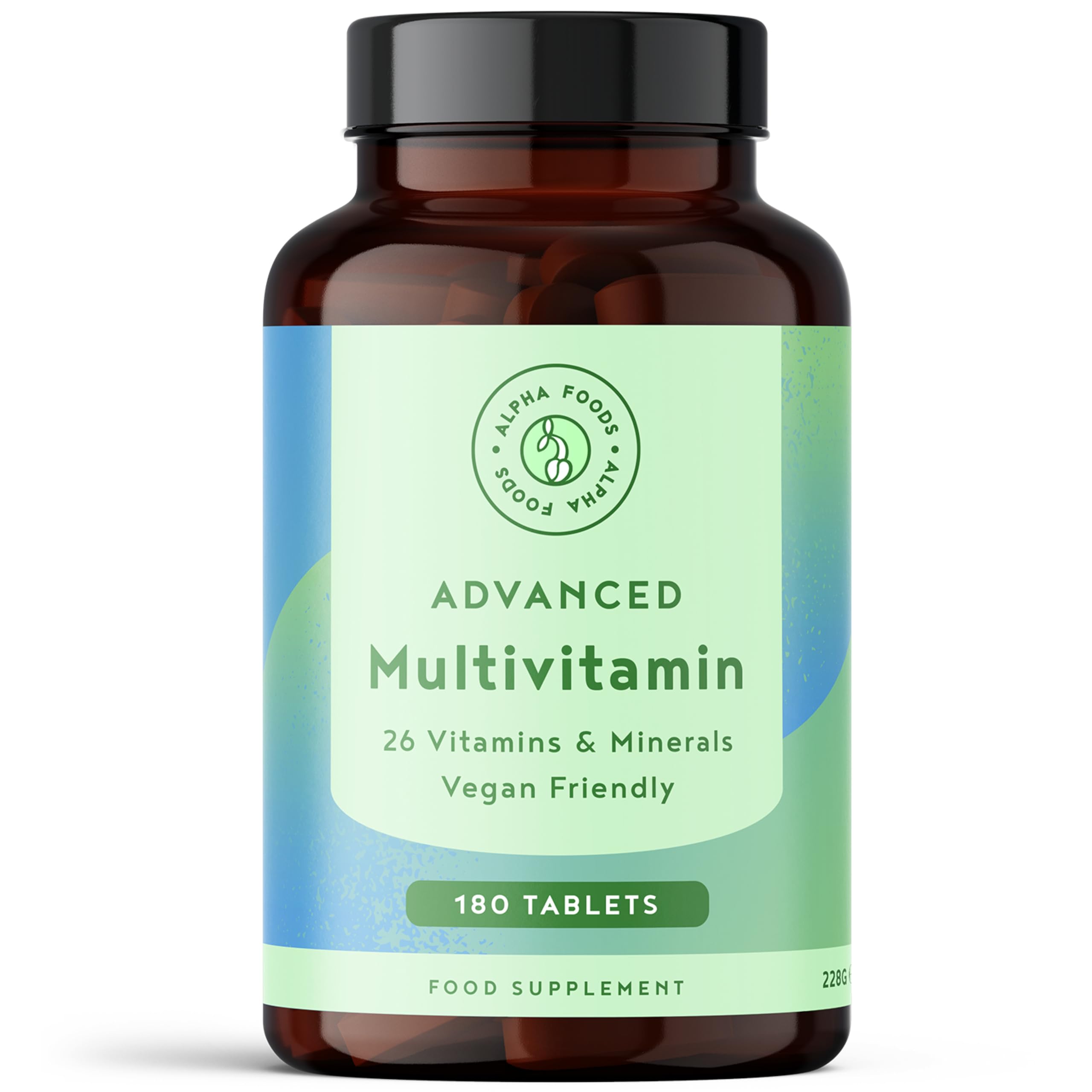 Multivitamins & Minerals - 180 Vegan Multivitamin Tablets for Men and Women - 26 Essential Active Vitamins & Minerals with Vitamin D, B12, VIT C, Magnesium and Zinc - Made in The UK - Alpha Foods