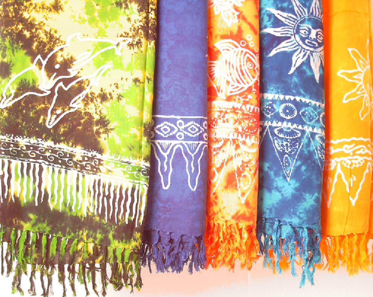 STAMPBATIK Sarong, Pareo, Hip Scarf, Wrap-around Skirt, Beach Towel Assorted Colours., yellow/green