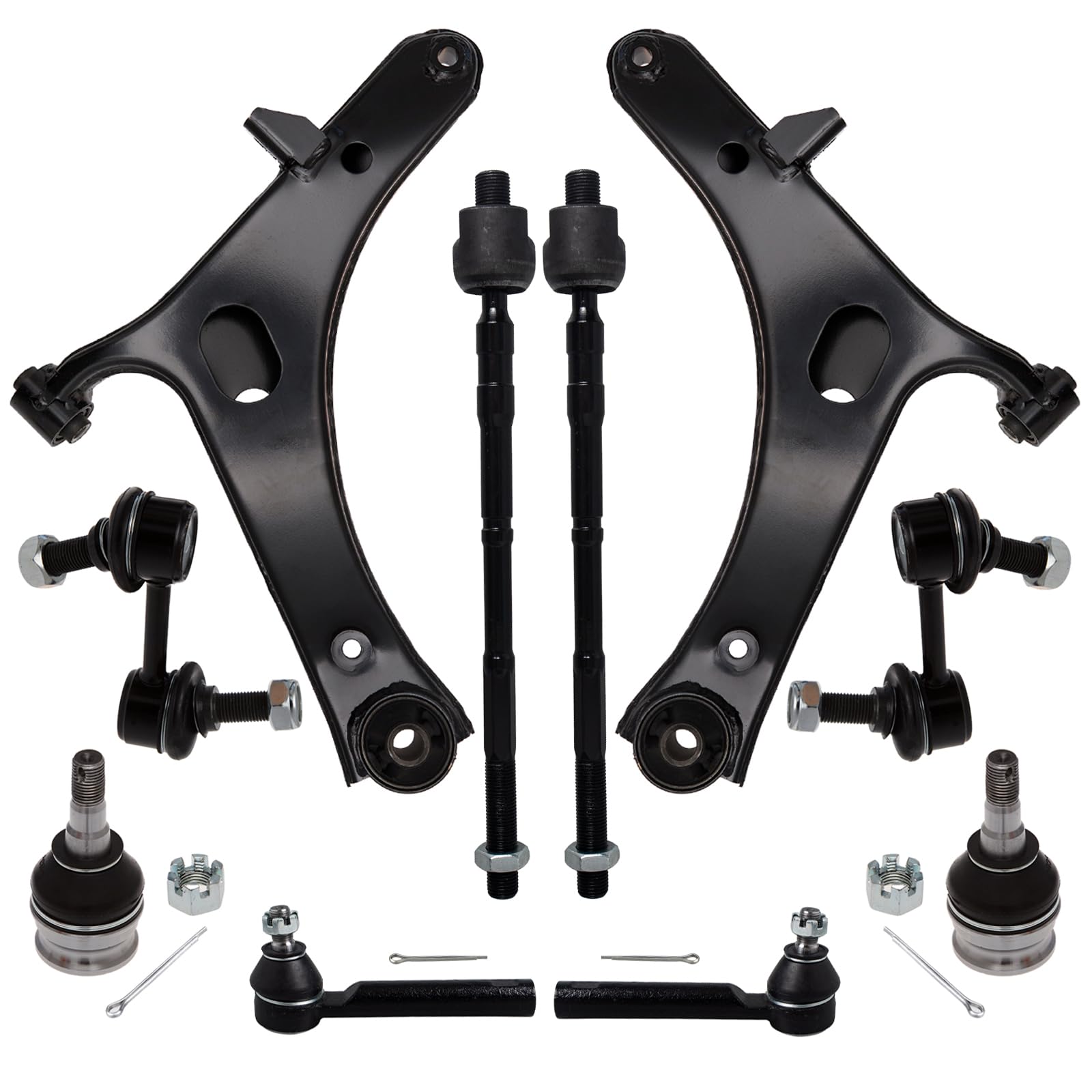 AUQDD10Pcs Front End Suspension Kit Fit For 2012-2016 Su-baru Impreza w/2.0L, 2 Lower Control Arm 2 Ball Joint 2 Sway Bar Link 4 Outer Inner Tie Rod End (# 524-789 524-790 K750049 EV801185 ES3712)