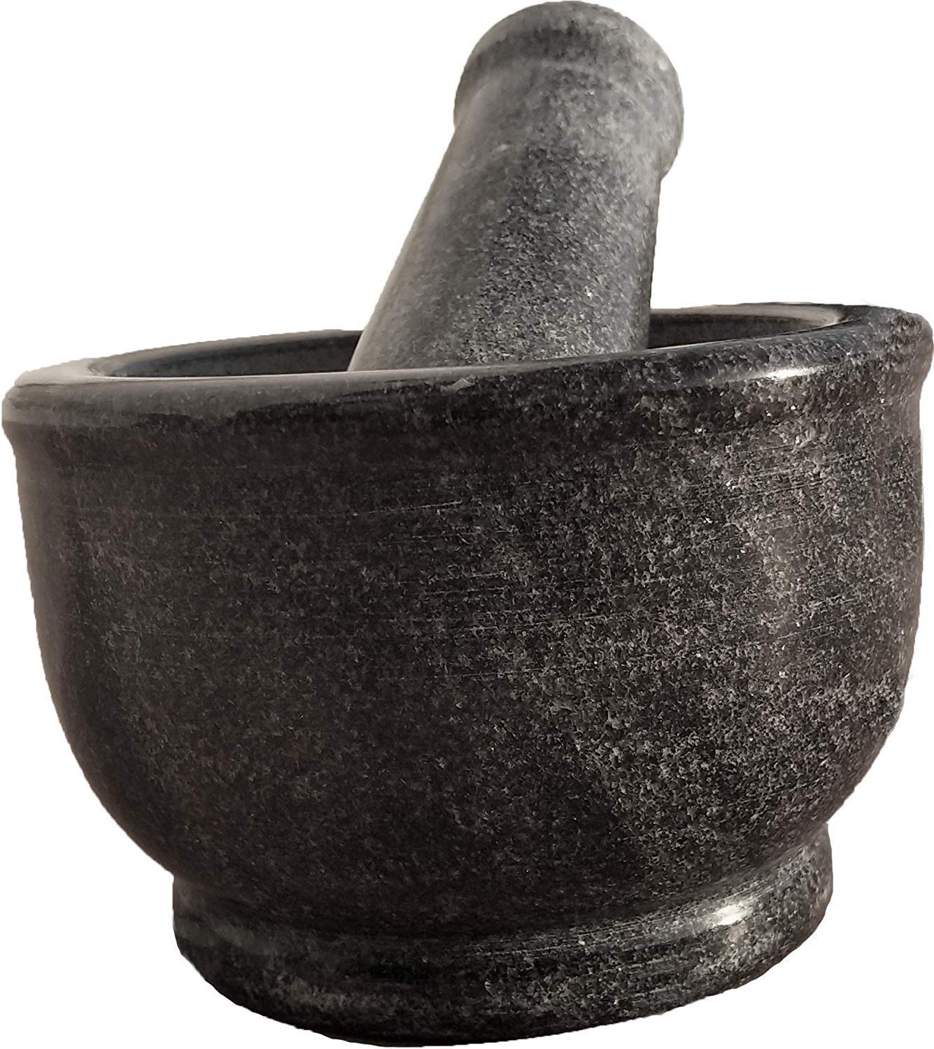 SAMEER SALES Black Marble Mortar & Pestle Set/Khara/Khalbatta/Imam Dasta/Ohkli Musal,Idi Kallu,Khal Musal,Spice Grinder (5 Inches, Black)