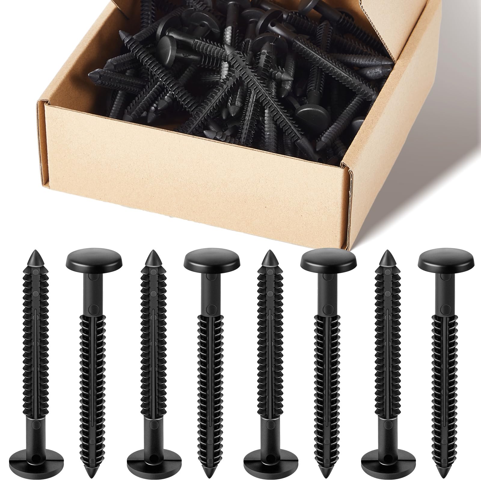 Blulu 60 Pcs 3 Inch Vinyl Shutter Fastener Window Shutters Panel Peg Lok Pin Pegs Screws Shutter Spikes Anchor, Black