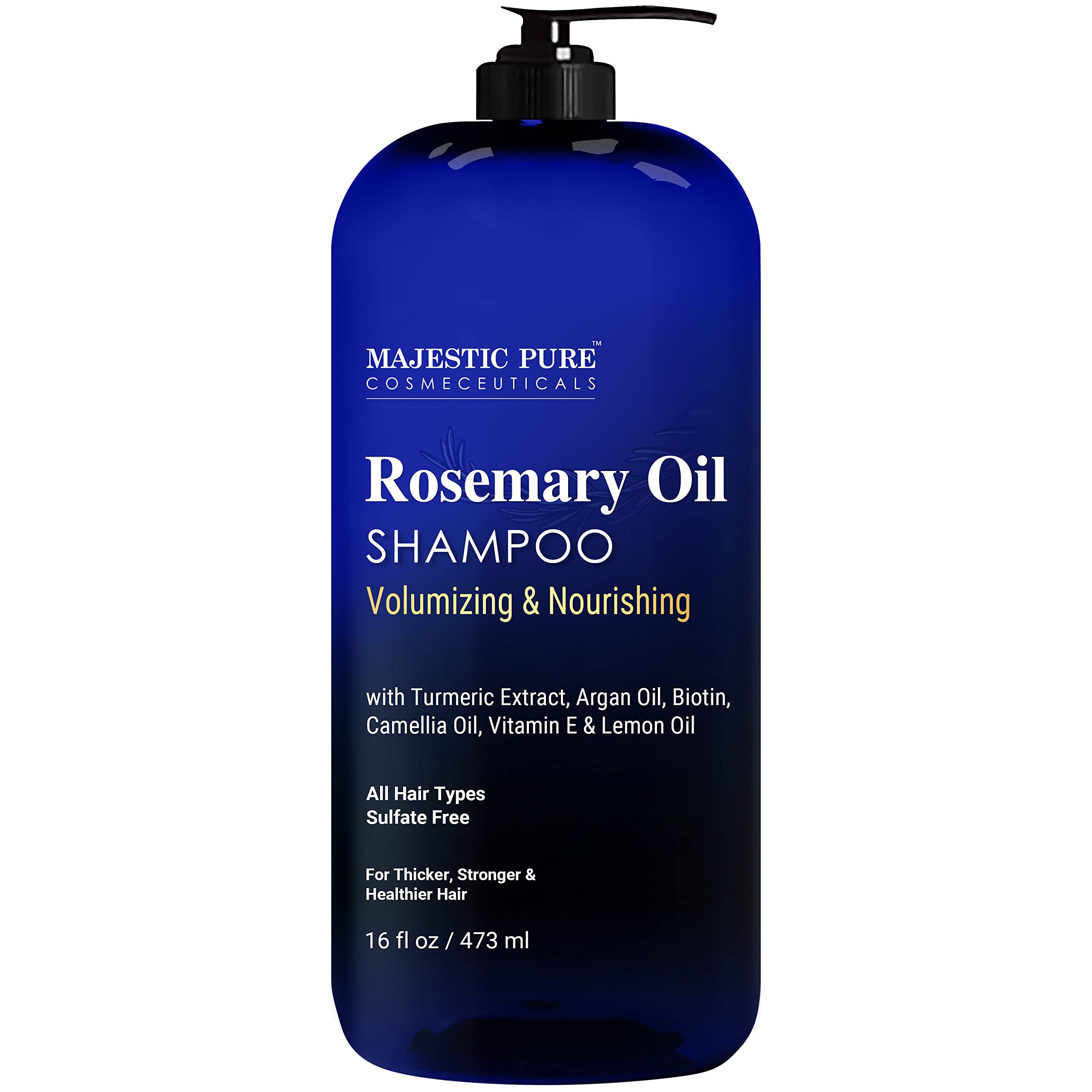 Majestic PureRosemary Shampoo, Sulfate Free with 2.5% Pure Rosemary Essential Oil, Growth Promoting Anti Hair Loss for Men & Women - 16 fl oz