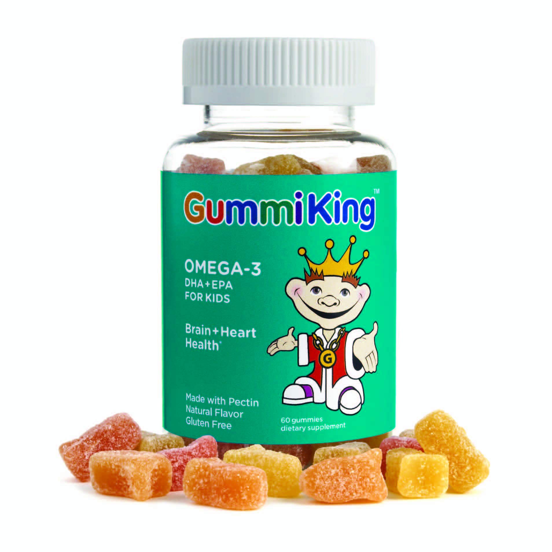 Gummi King DHA Omega-3 Supplement, Lemon/Orange/Strawberry, 60 Count