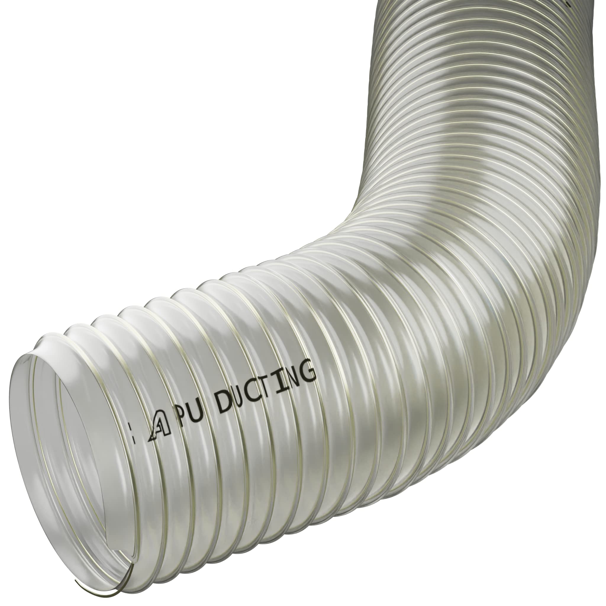 65mm Clear Polyurethane Pipe for Dust, Fumes, Vapour, Woodwaste, Air Extraction, Ventilation 2m Long