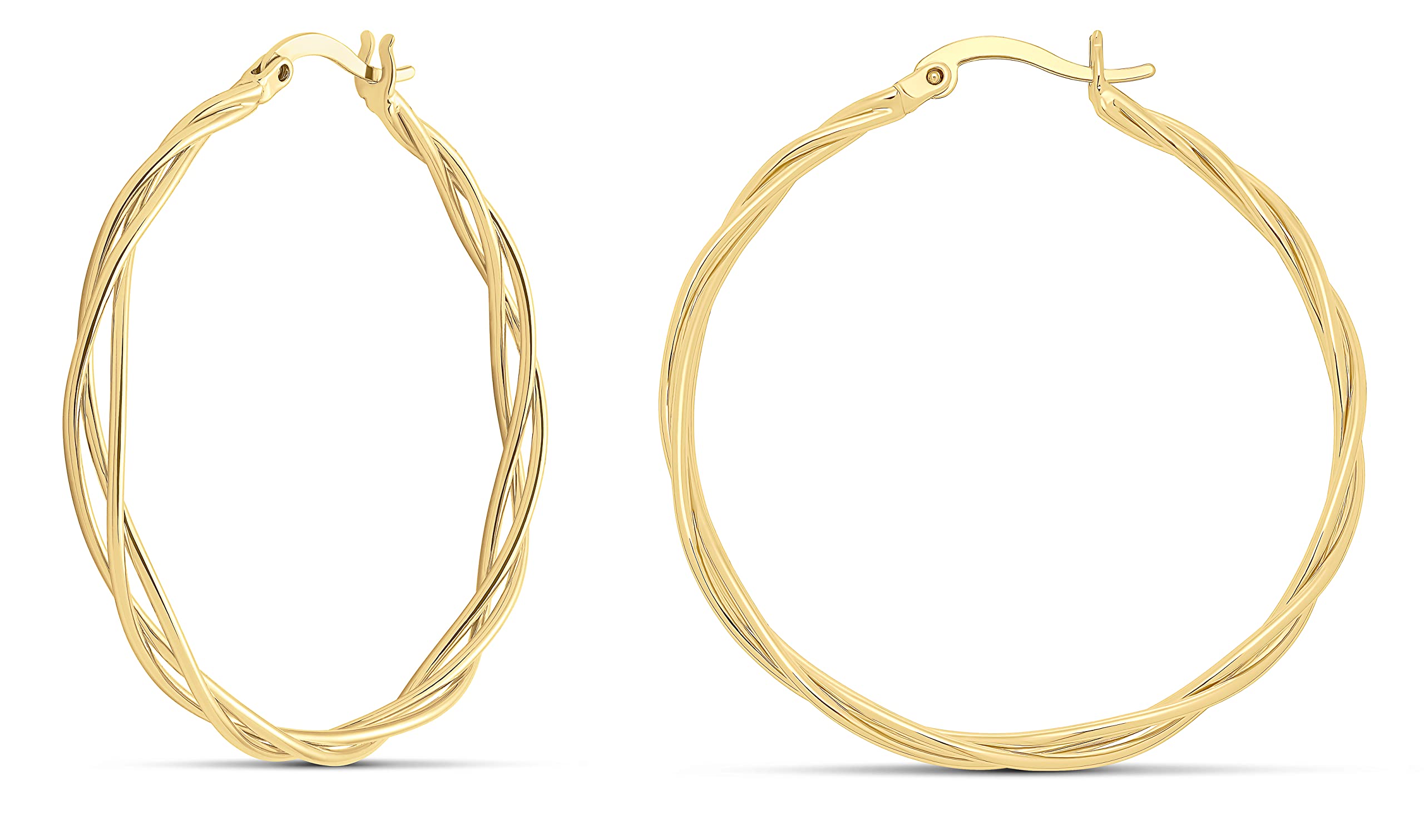 MILLA Twist Earrings - Gold Twisted Hoop Earrings & Thick Silver Hoop Earrings for Women - Big Chunky Gold Statement Earrings