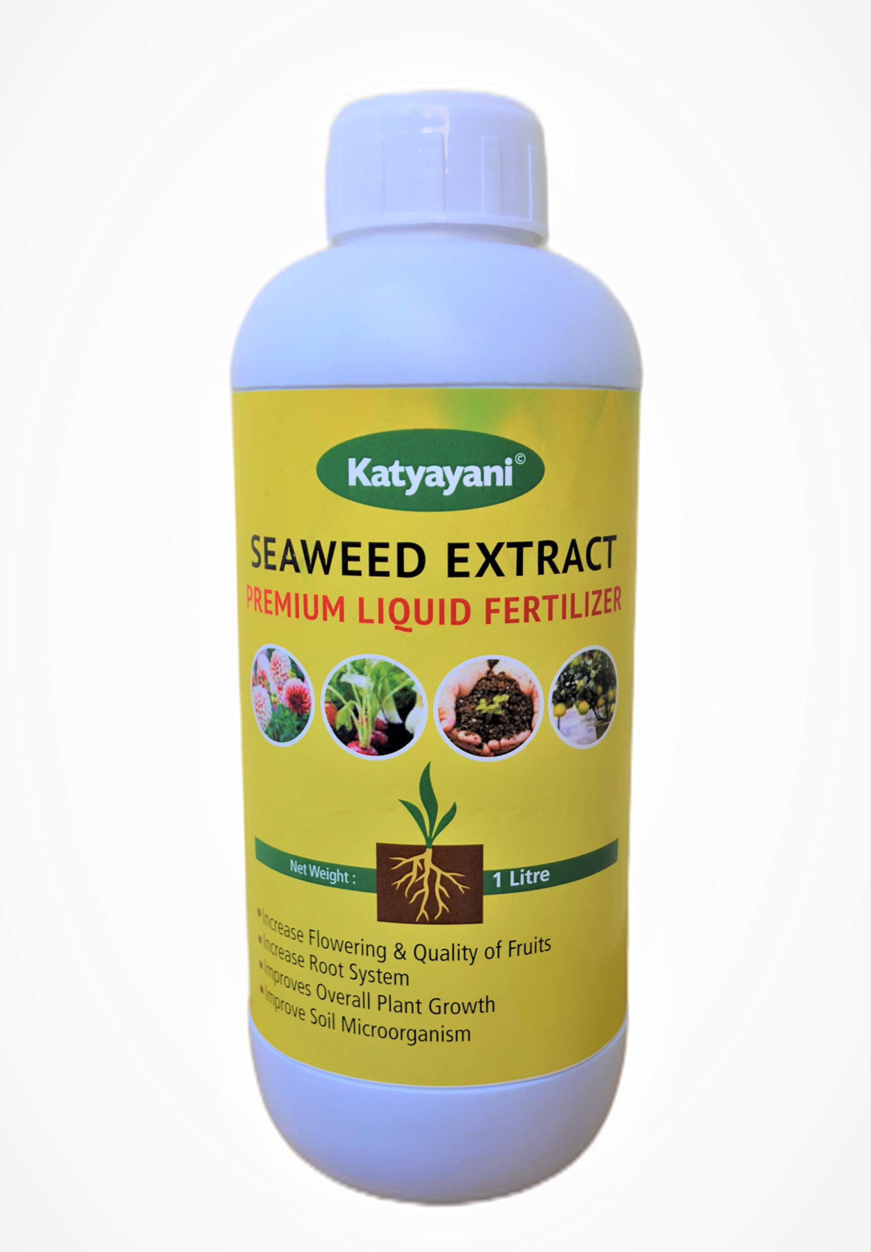 Katyayani Premium Seaweed Extract Liquid Organic Fertilizer For Home and Garden| Promotes Plant Growth of Vegetables,Flowers,Fruits| PlantFood,yield booster for Indoor & Outdoor plants (1Lx1)