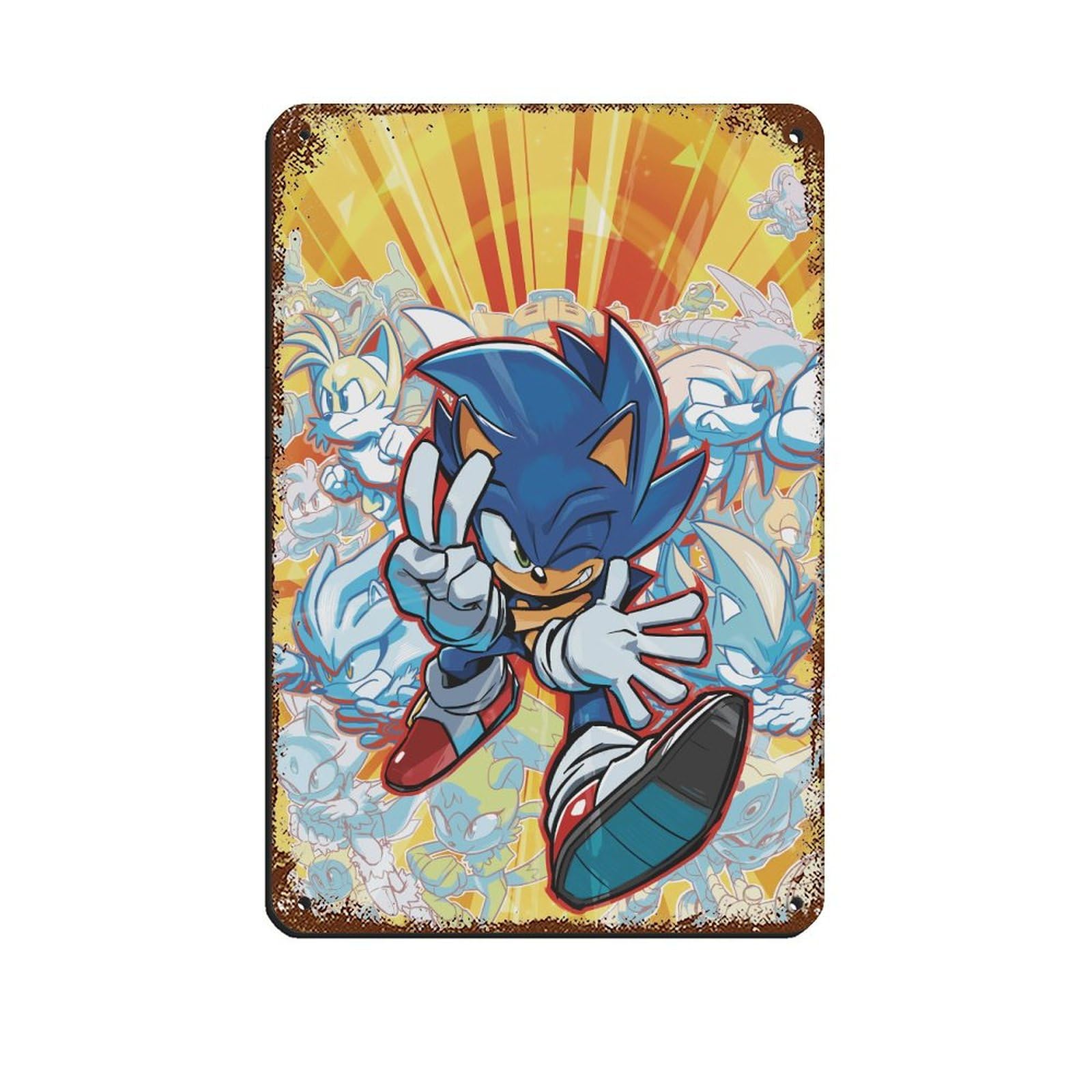 Sonic The Hedgehog Poster (3) Retro Poster Metal Tin Sign Chic Art Retro Iron Painting Bar People Cave Cafe Family Garage Poster Wall Decoration 8x12inch(20x30cm)