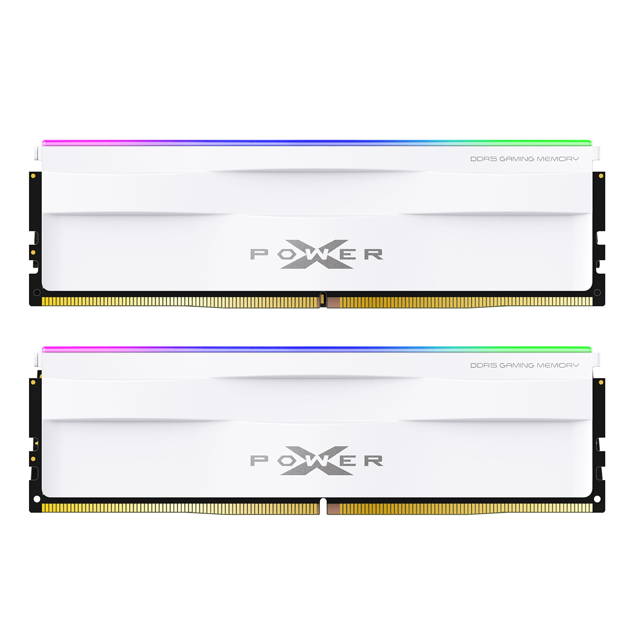 Silicon Power DDR5 32GB (2x16GB) 6000MHz (PC5-48000) 288-pin CL40 1.35V UDIMM Desktop Memory Module RAM SP032GXLWU600FDH White RGB