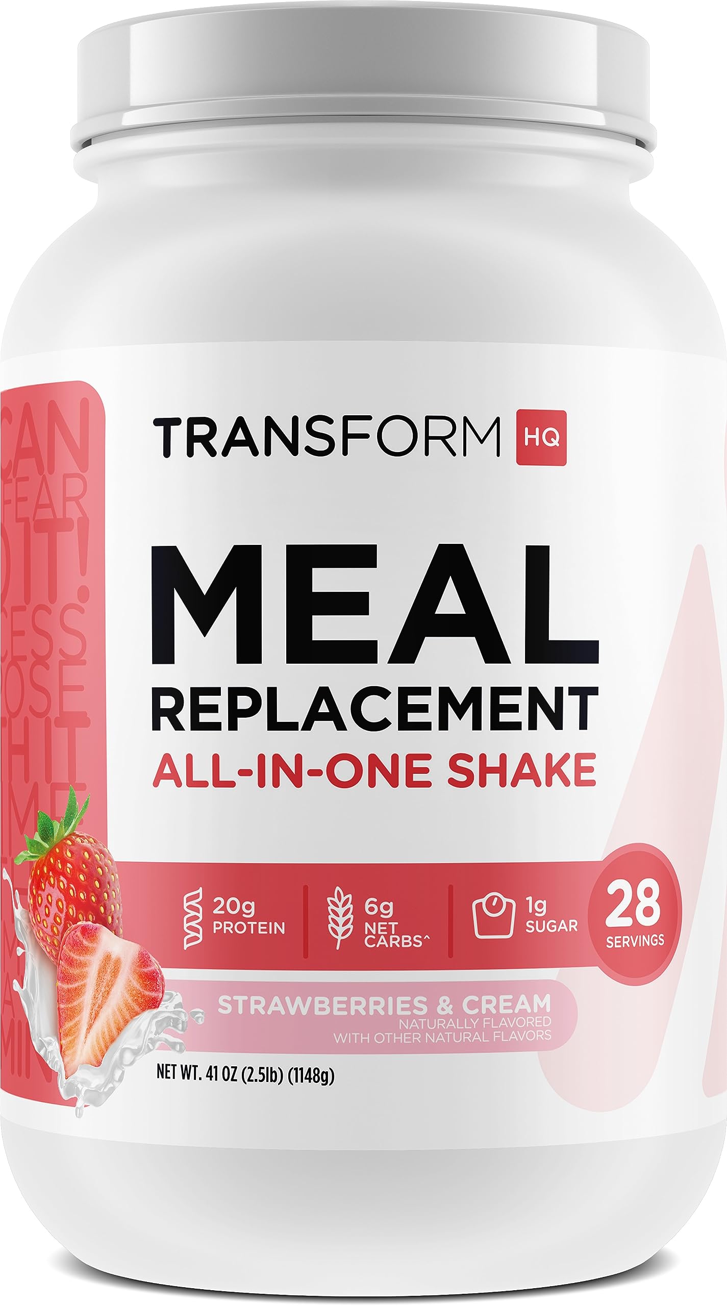 TransformHQMeal Replacement Shake Powder 28 Servings (Strawberry & Cream) - Gluten Free, Non-GMO