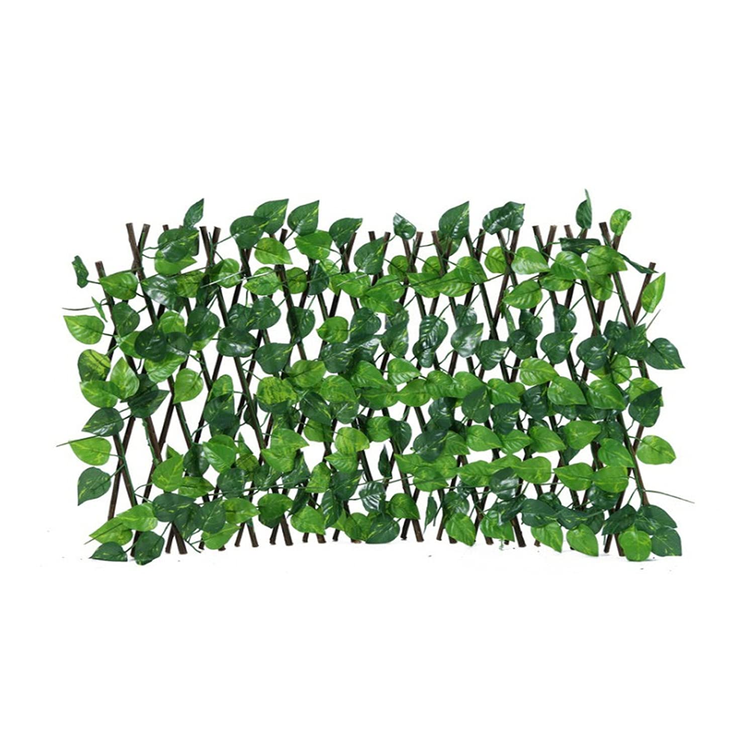 KKSTY Expanding Trellis Fence,Decorative Fence, Artificial Garden Plant Fence UV Protected Vine Privacy Fence Panel Wall Screen for Backyard Garden Home Decor Greenery Walls (Apple Leaves)