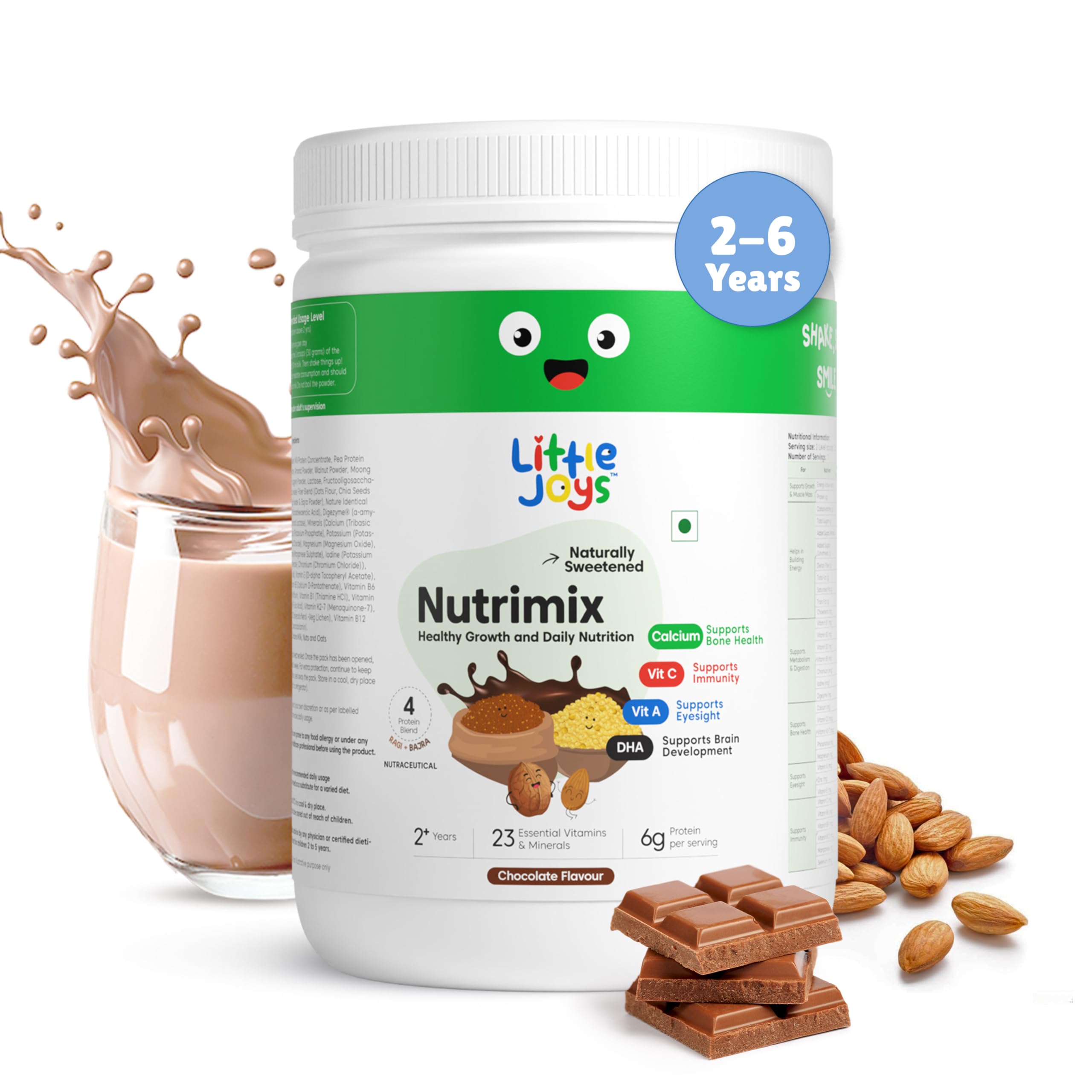 Little Joys Nutrimix Nutrition Powder 350g | 2-6 Years | No Refined Sugar | Supports Healthy Growth & Boosts Immunity | With Ragi, Bajra, Almonds & Oats | Chocolate Flavour