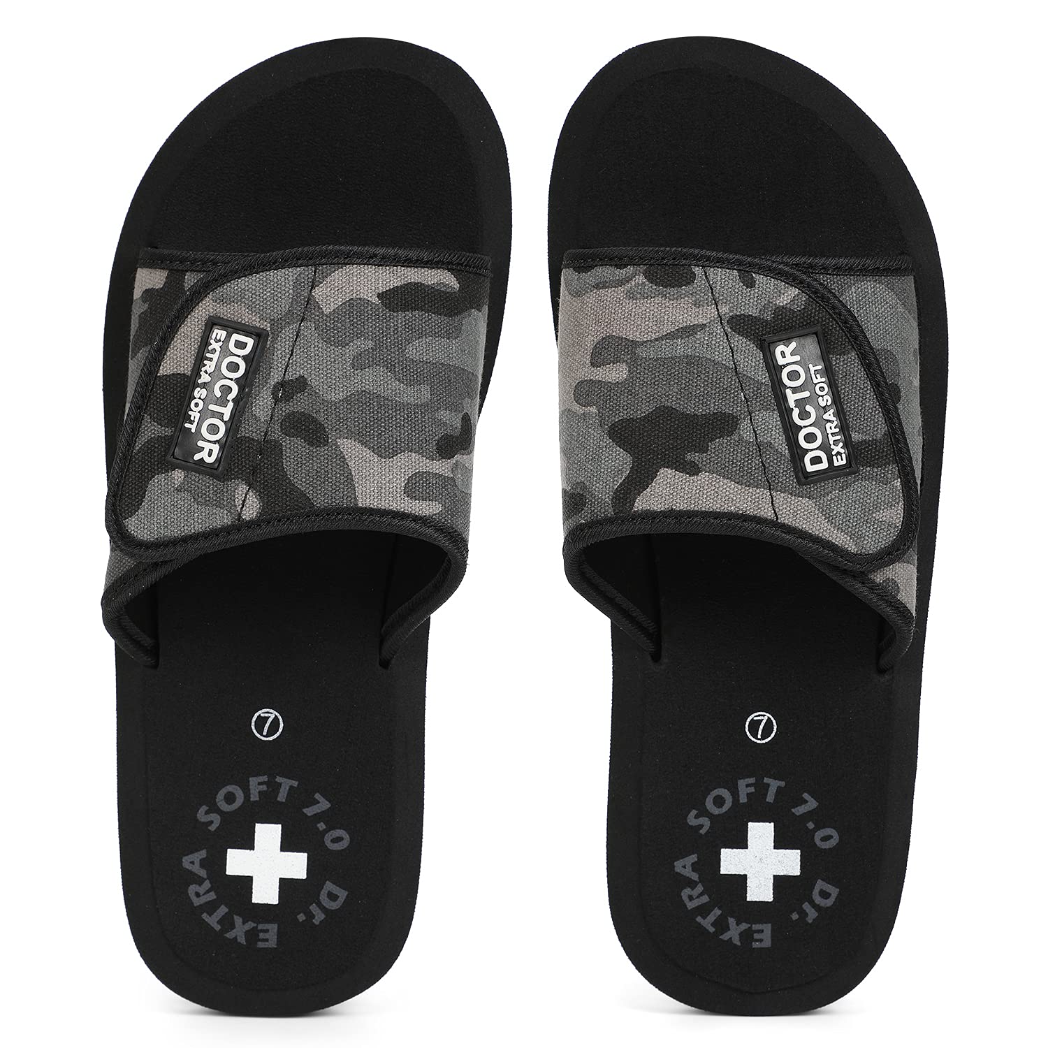 DOCTOR EXTRA SOFTMen's Camo Ortho Care Orthopaedic and Diabetic Adjustable Strap Super Comfort Dr.Sliders Flipflops and House Slippers for Men’s and Boy’s Slides -D-53