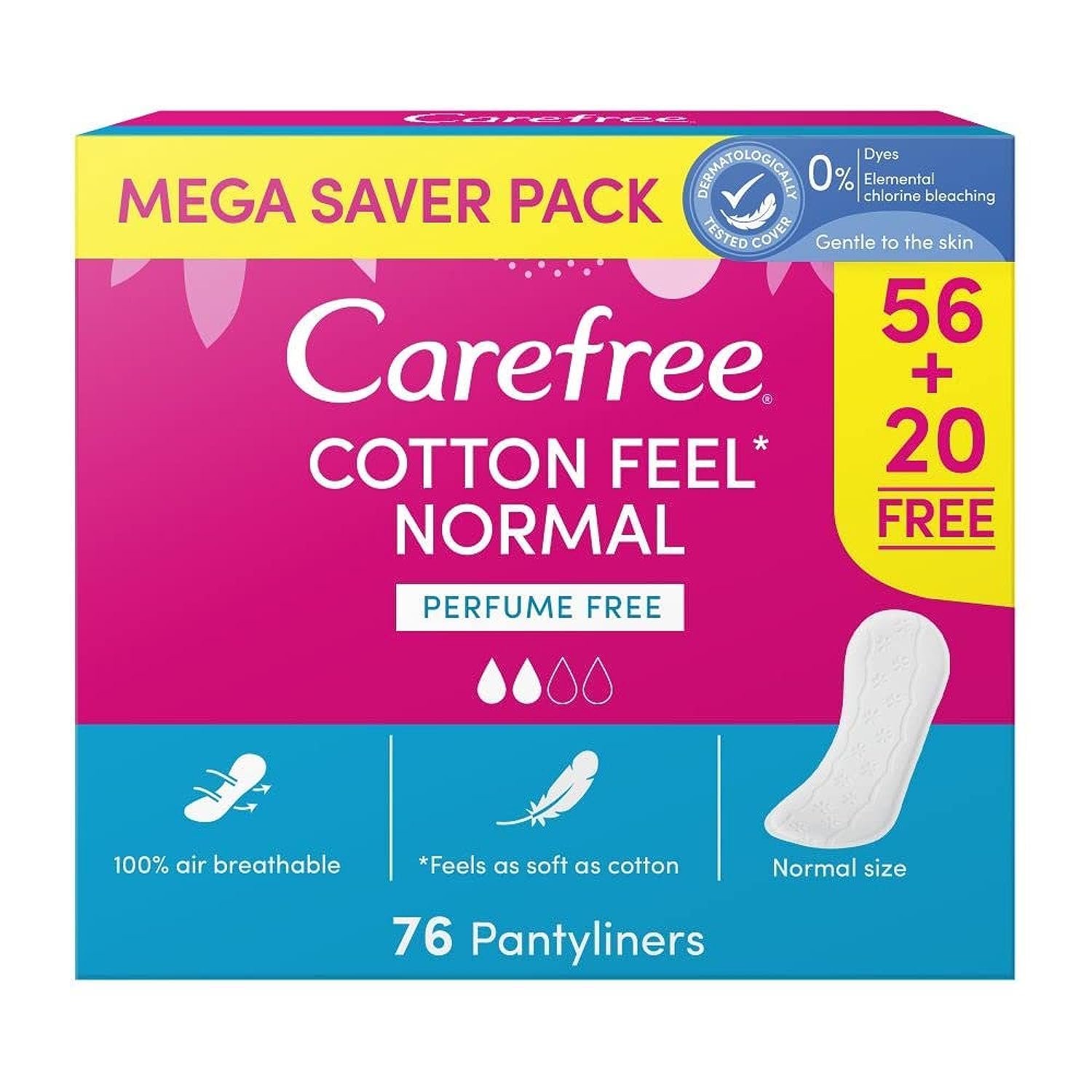 Carefree Cotton feel, Unscented, Pantyliners Pack of 76