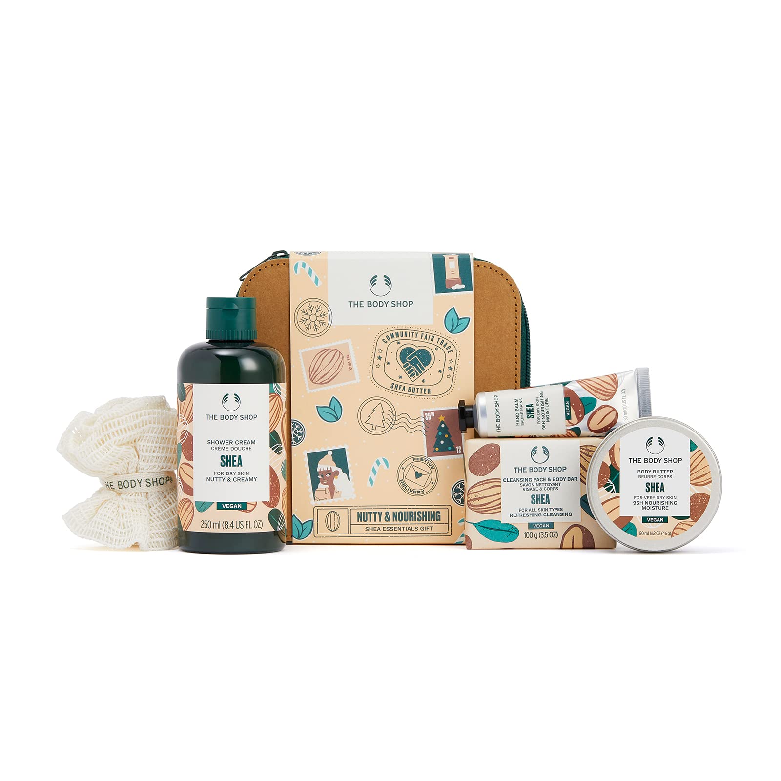 The Body Shop Nutty & Nourishing Shea Essentials Gift Set – Hydrating & Moisturizing Vegan Skincare Treats for Very Dry Skin – 5 Items