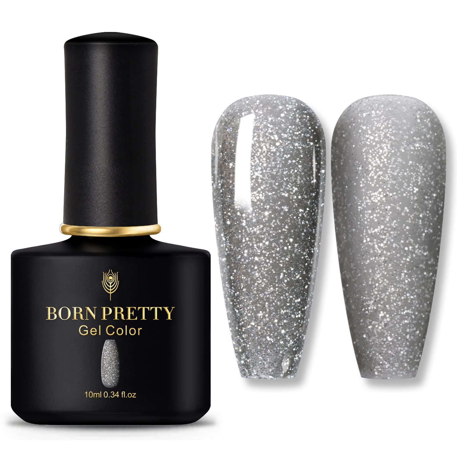 BORN PRETTY Glitter Black Gel Nail Polish Soak Off UV LED Nail Lamp Gel Polish Nail Art Manicure Salon DIY Home 10ML