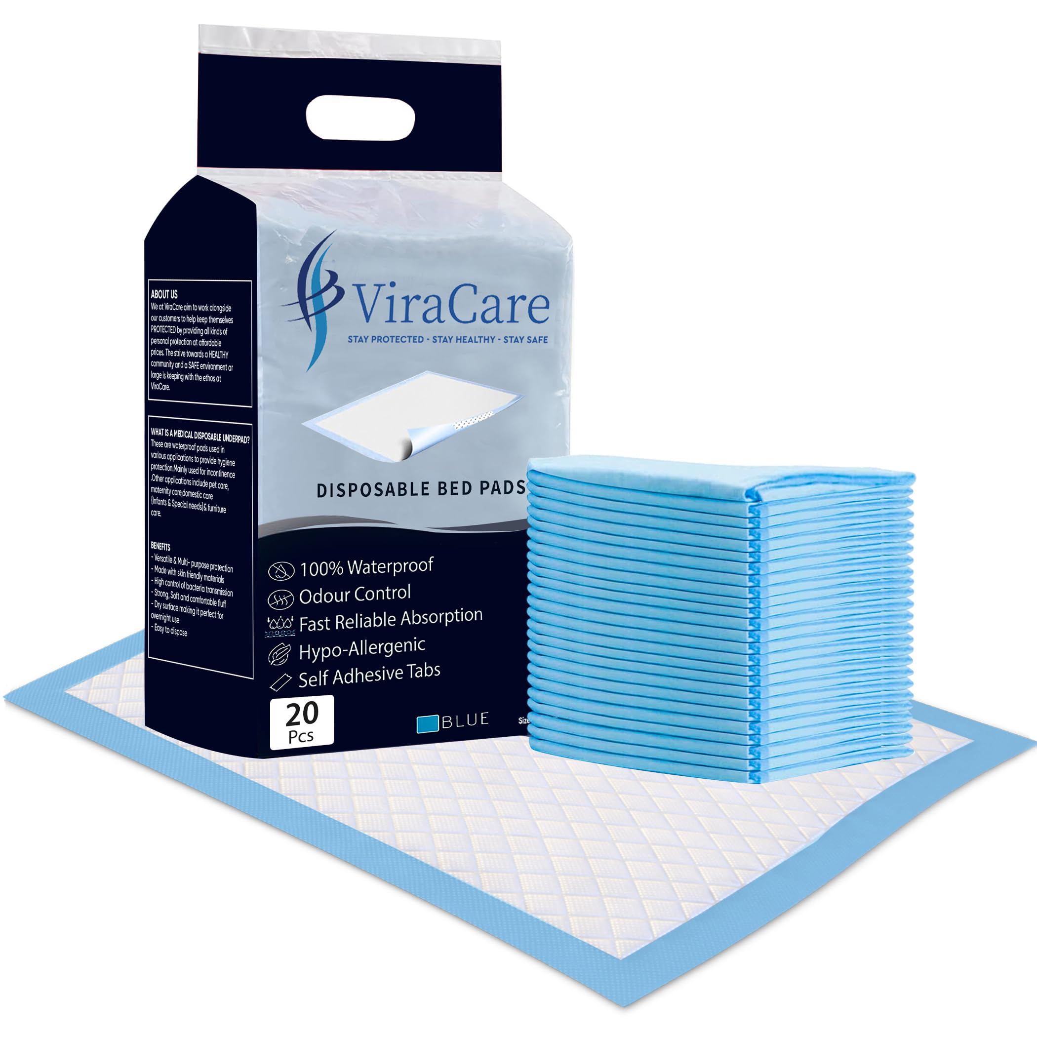 20 x Incontinence Bed Pads | 60 x 90 cm | Incontinence Bed Sheets | Disposable Bed Mats for Incontinence | Bed Protectors Kids & Adults | Maternity Bed Mat | (1 Pack of 20)