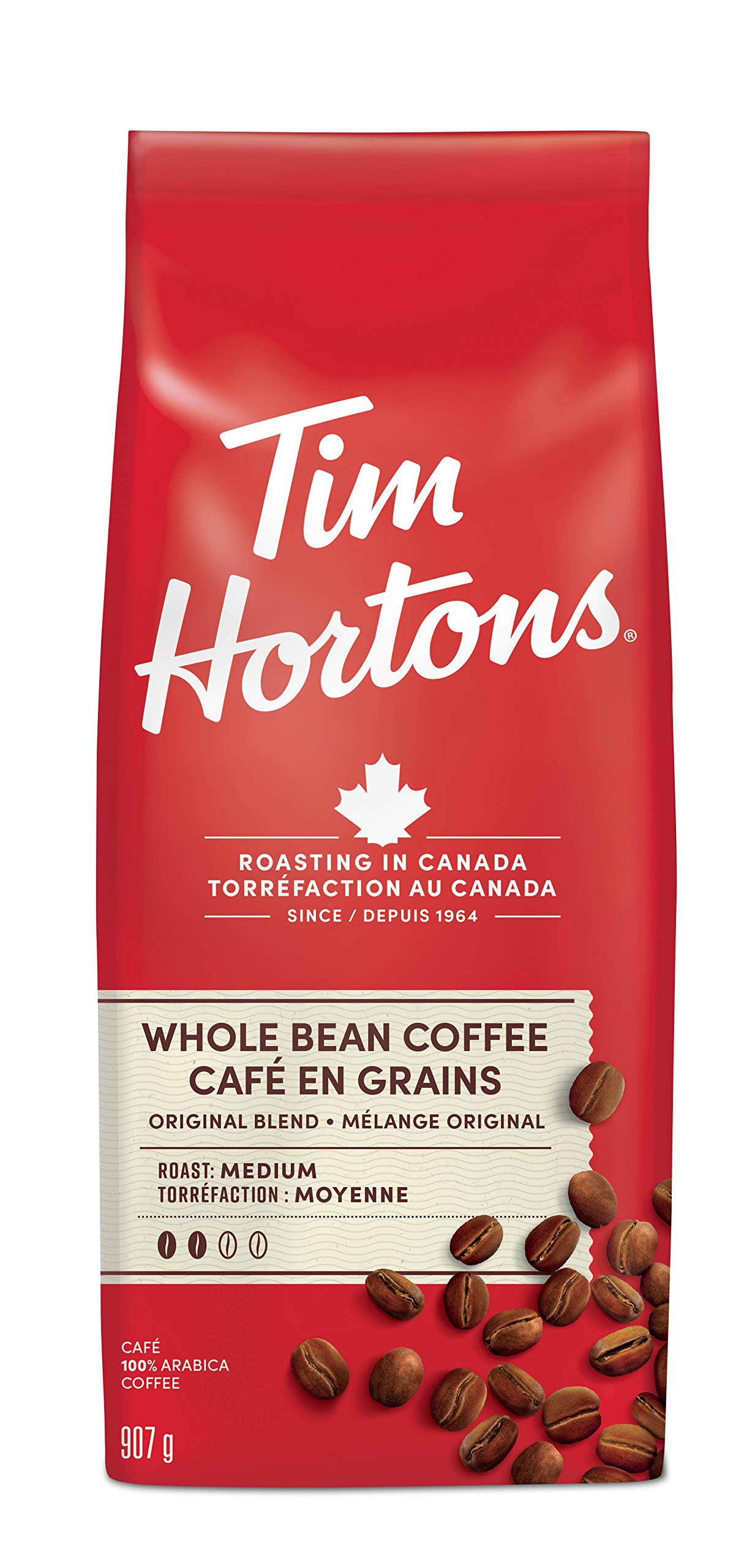 Tim Hortons Whole Bean Coffee, 907g (2lb) bag {Imported from Canada}